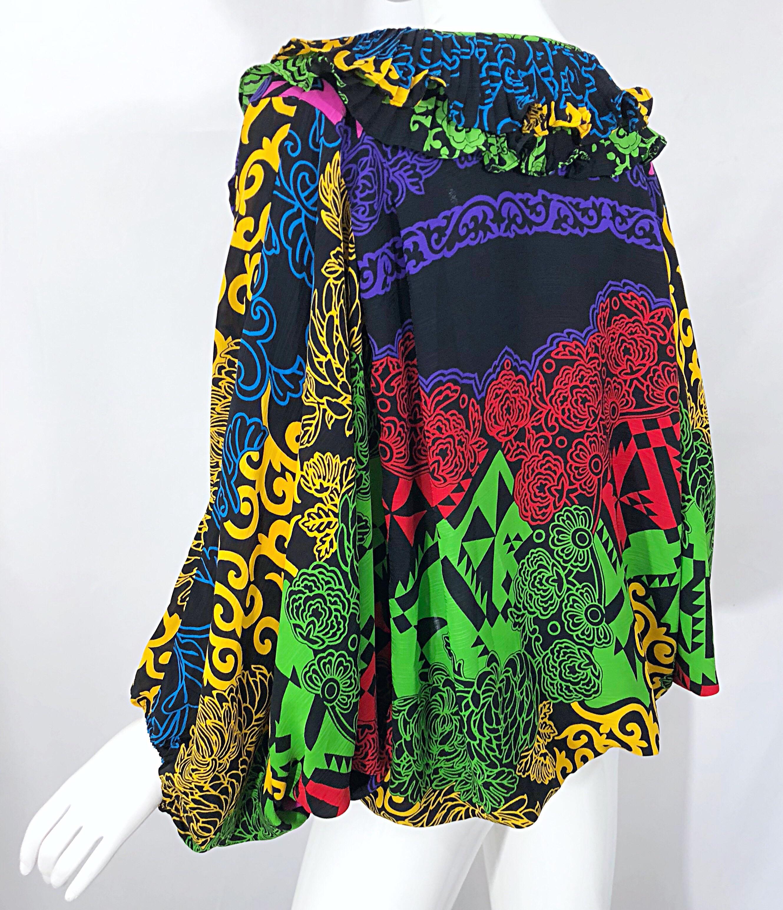 Amazing 1980s Diane Freis Neon Abstract Print Vintage 80s Tunic / Mini Dress For Sale 1