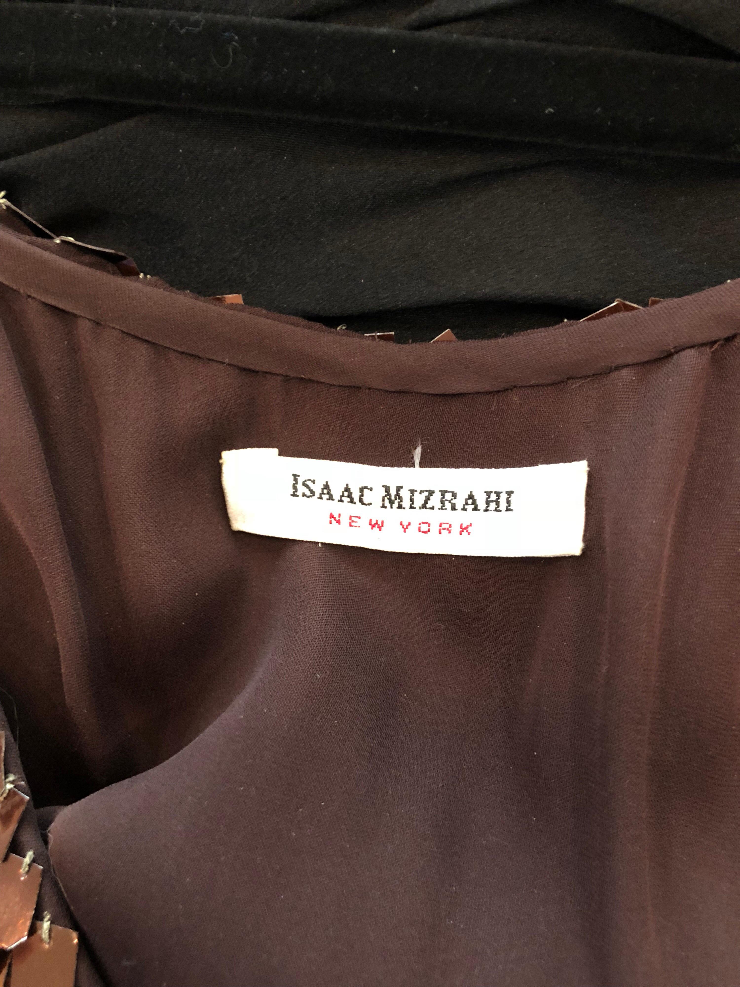 1990s does 1920s Isaac Mizrahi Chocolate Brown Paillette Sequin Flapper Dress 9
