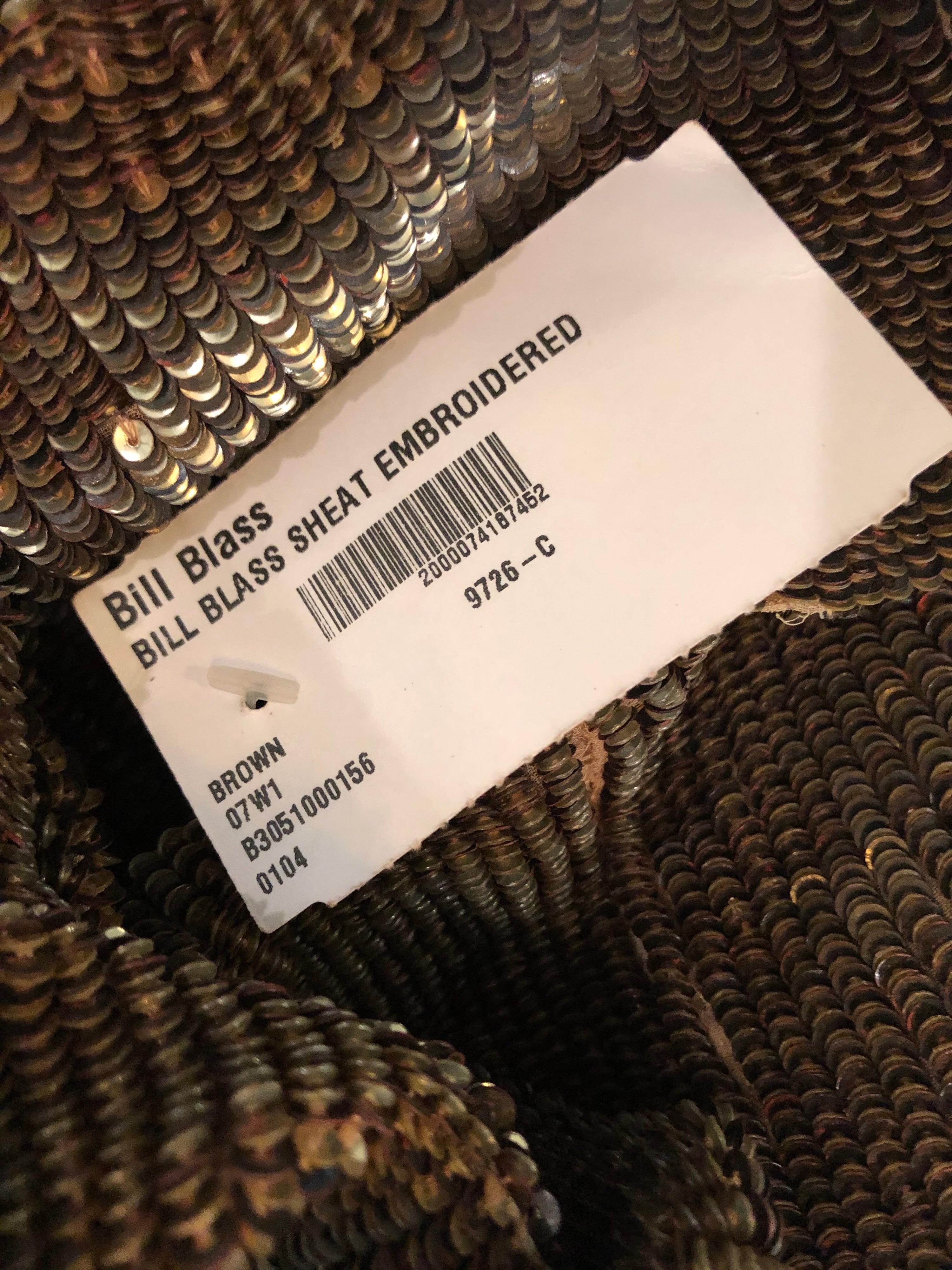 Bill Blass Early 2000s Silk Chiffon Brown Bronze Fully Sequined Sheath Dress For Sale 11