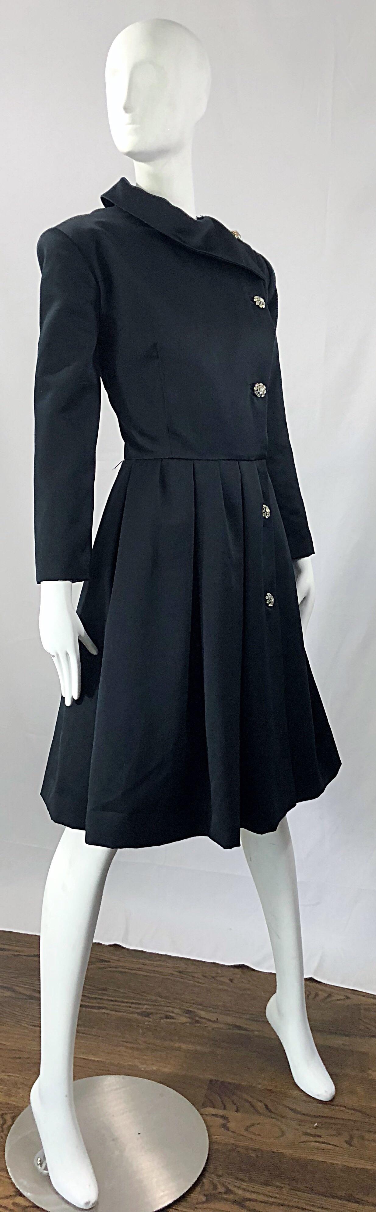 Women's Vintage Victor Costa Size 12 Black Avant Garde Rhinestone Cocktail Dress  For Sale