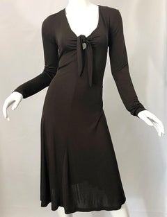 Michael Kors Collection Size 6 / 8 Brown Long Sleeve Keyhole Jersey Dress