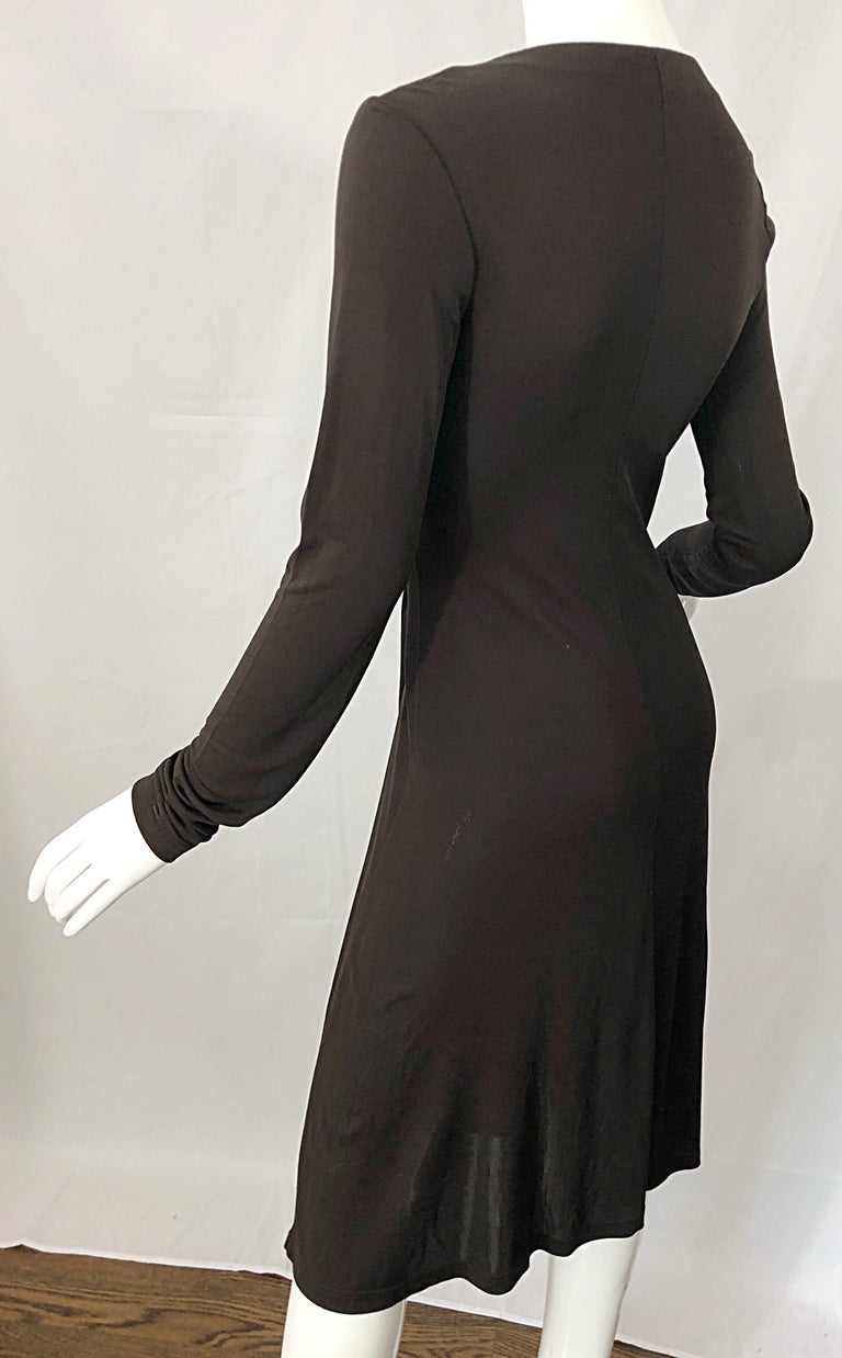 knee length dresses for ladies Michael Kors Collection Flutter-Sleeve Wrapped Jersey Dress, Black, Women's, 6 main image 0