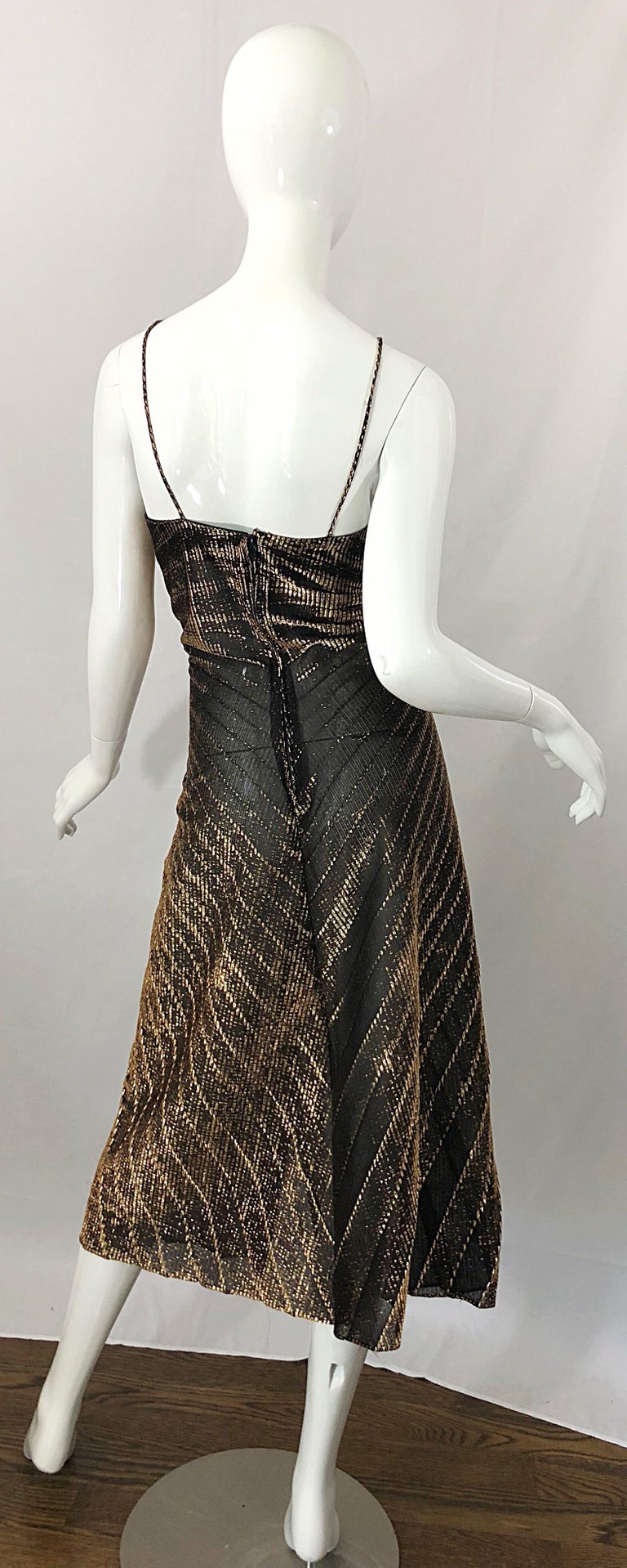 Amazing 1970s Gold Bronze Slinky Pleated Vintage 70s Disco Studio 54