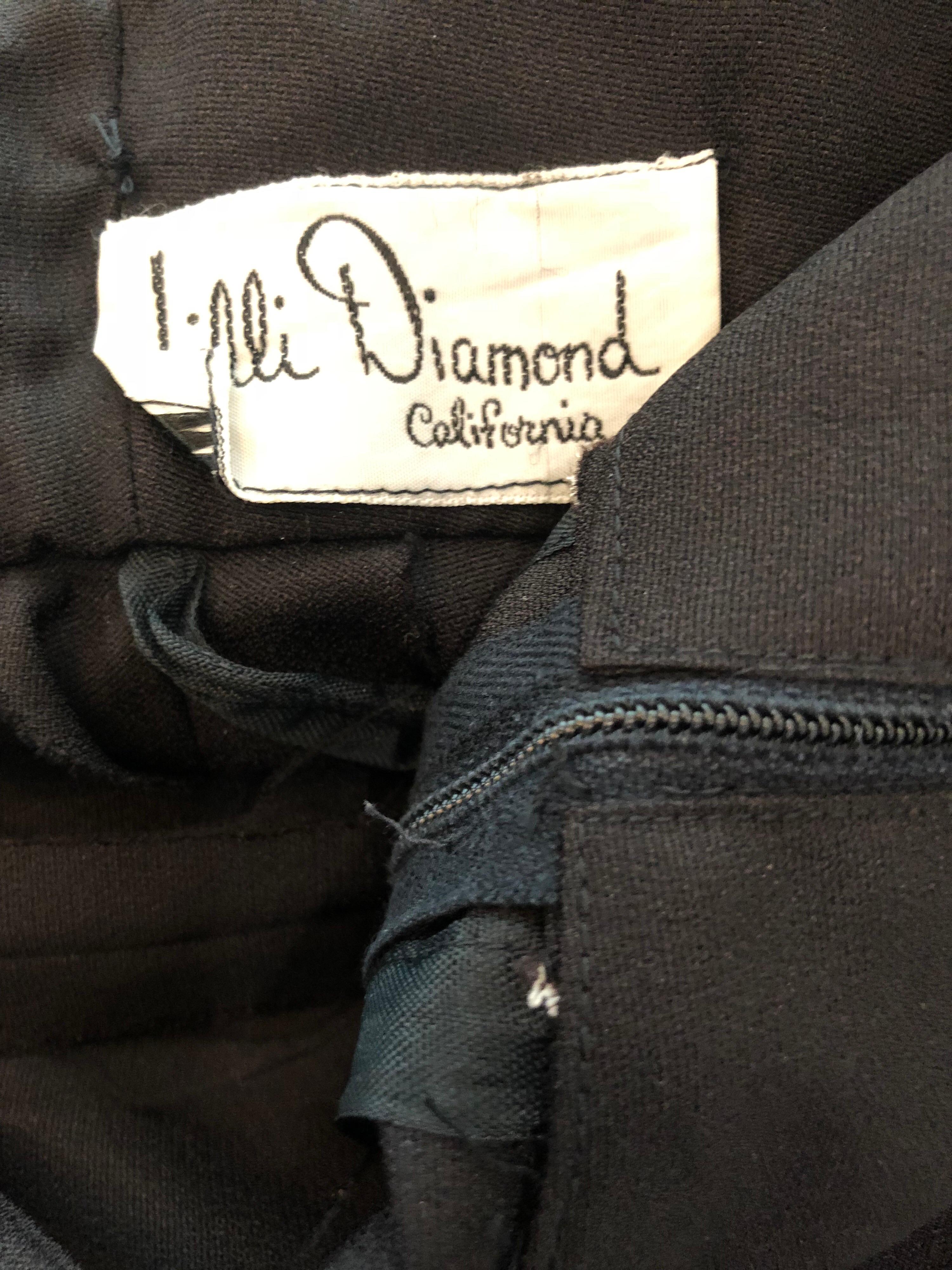 1970s Lilli Diamond Black + Orange High Waist Suspender Wide Leg Palazzo Pants For Sale 7