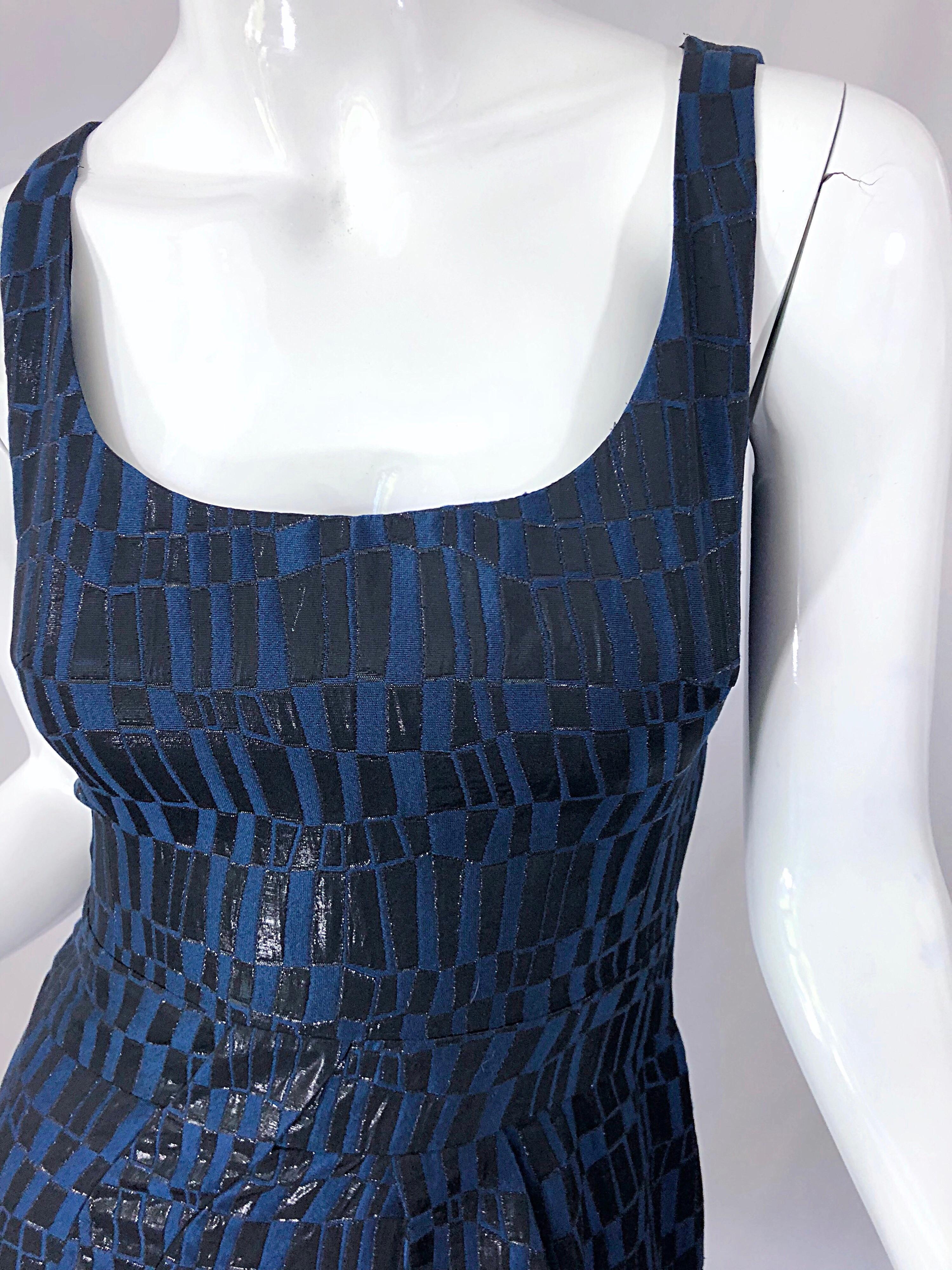 Purple Michael Kors Collection Size 2 Navy Blue Black Metallic Sleeveless Sheath Dress