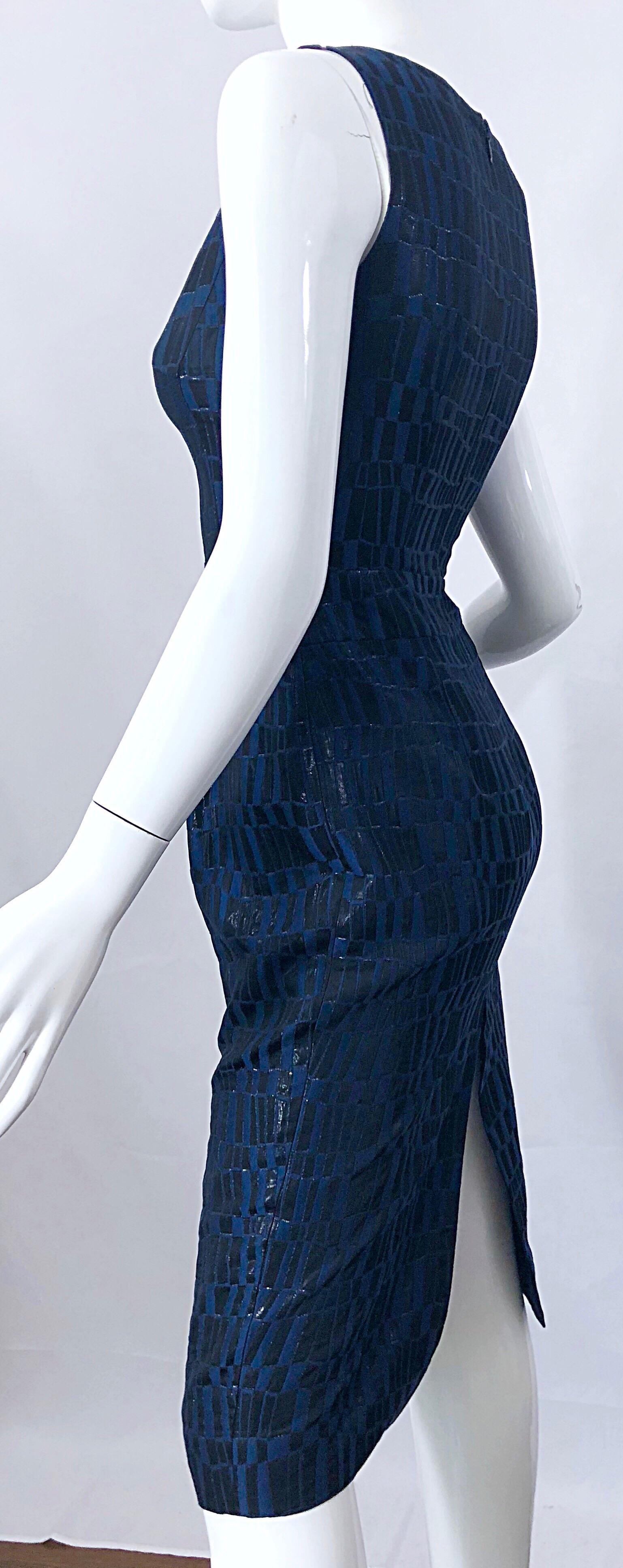 Michael Kors Collection Size 2 Navy Blue Black Metallic Sleeveless Sheath Dress 6
