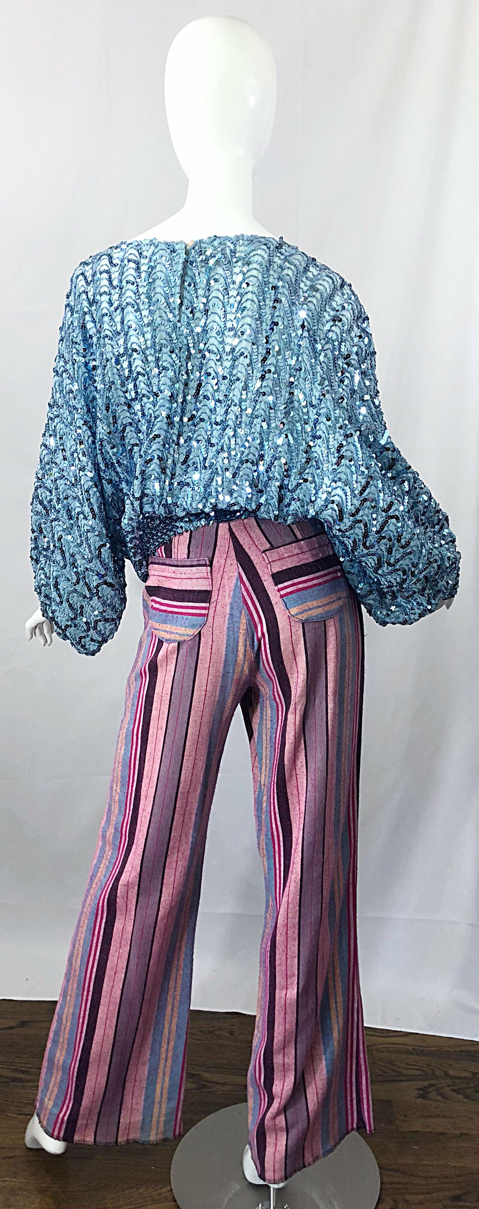 striped 70s pants