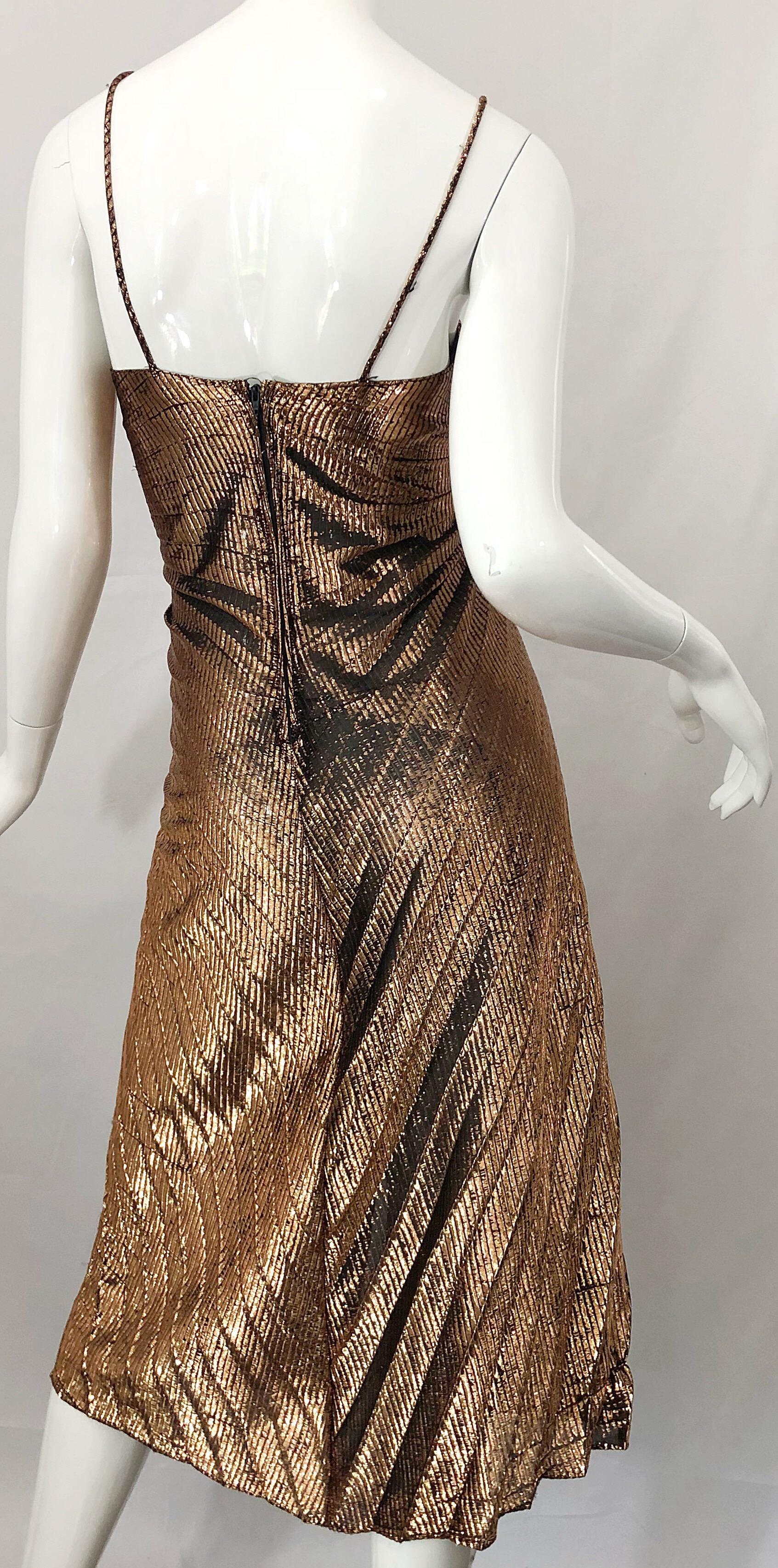 1970s Samir Sexy Golden Bronze Pleated Disco Studio 54 Slinky Vintage 70s Dress 2