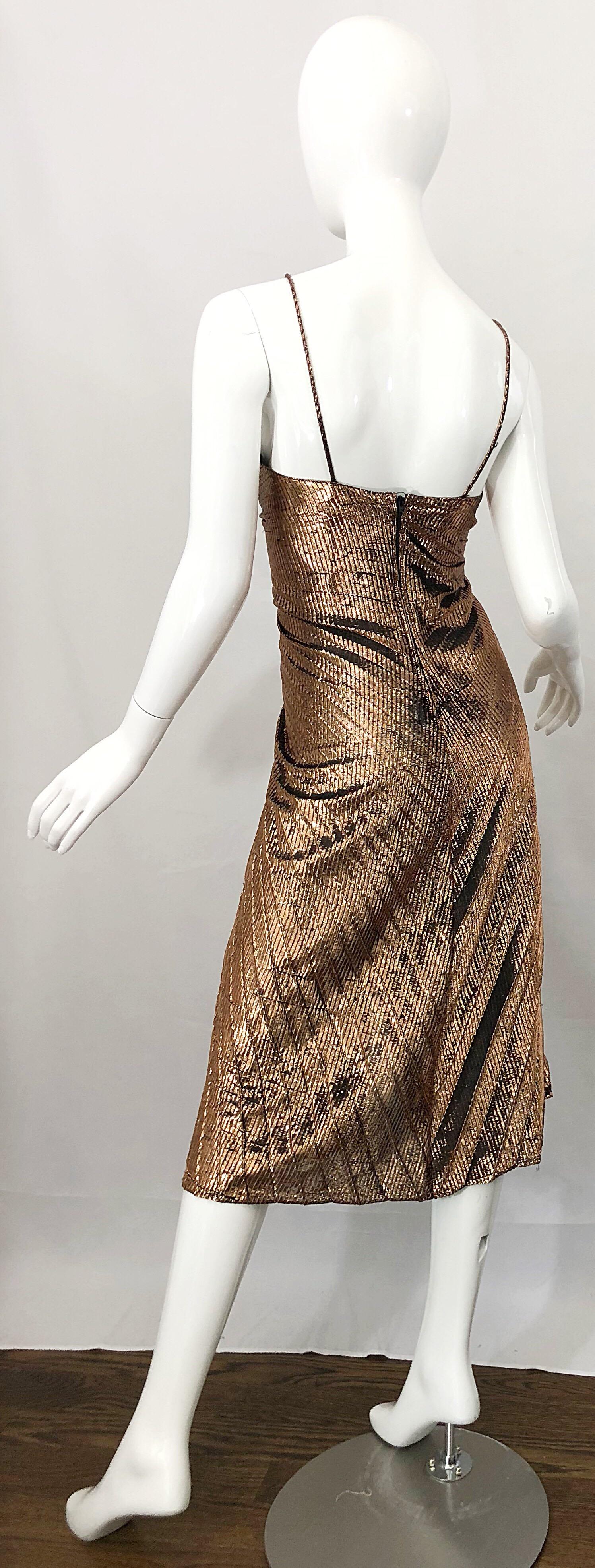 1970s Samir Sexy Golden Bronze Pleated Disco Studio 54 Slinky Vintage 70s Dress 4