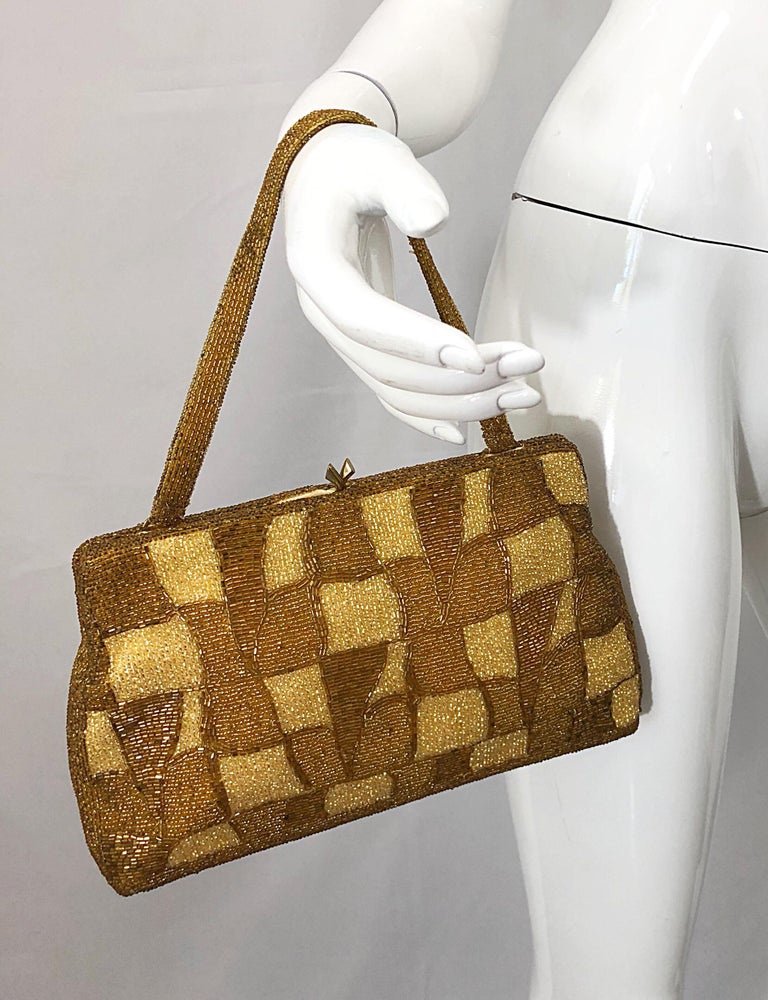 Vintage Style Bronze Beaded Handbag