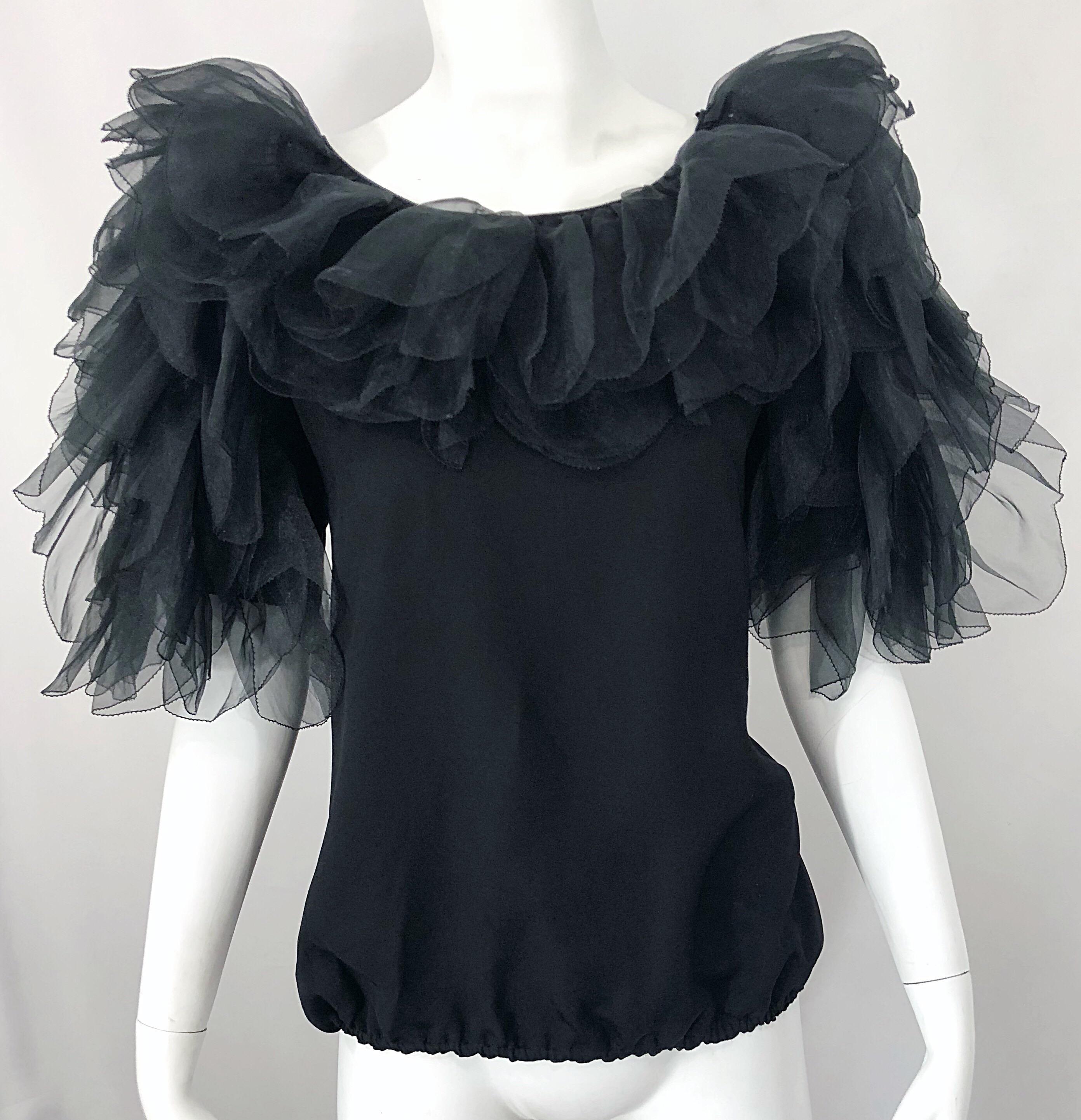 1980s Avant Garde Tarquin Ebker Black Silk Chiffon Flamenco Vintage ...