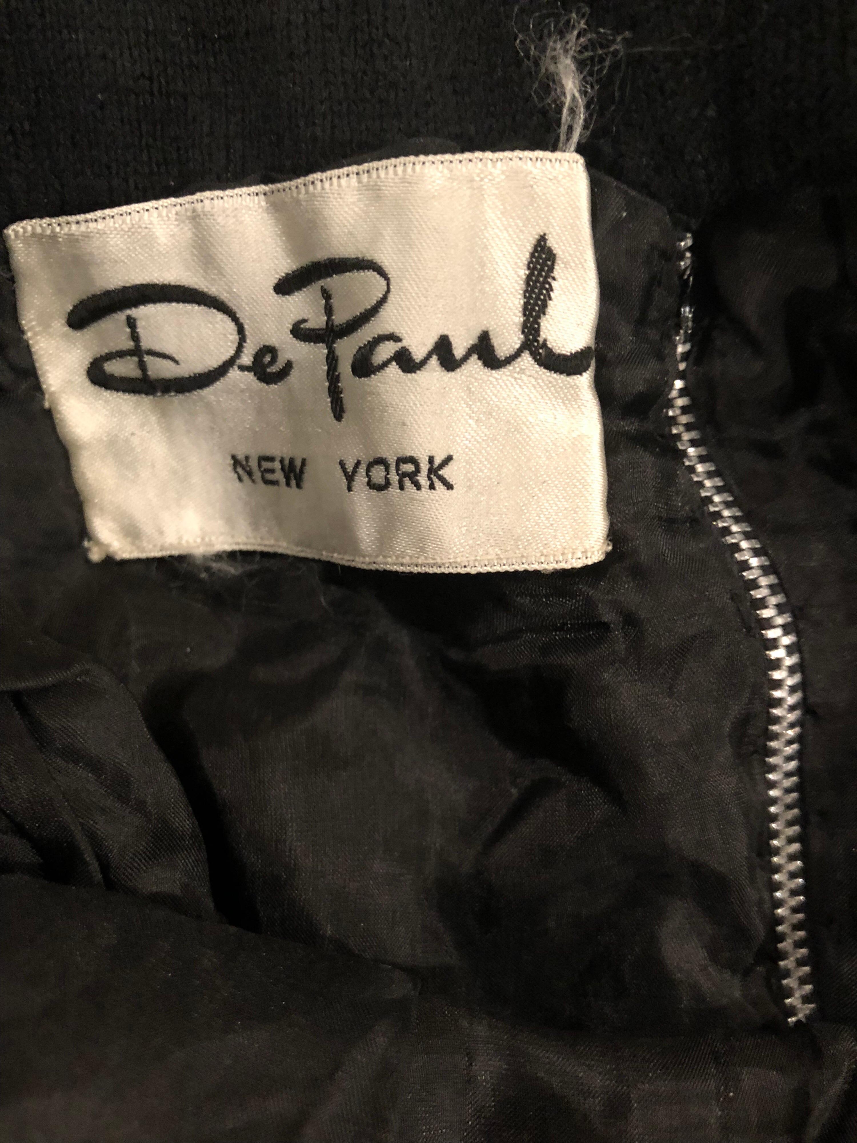 Fabulous 1960s De Paul of New York Black Fully Sequined Flare Leg 60s Wool Pants For Sale 8