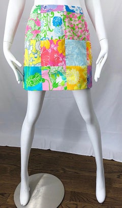 1970s Lilly Pulitzer The Lilly Rare Signature Patchwork Vintage 70s Mini Skirt