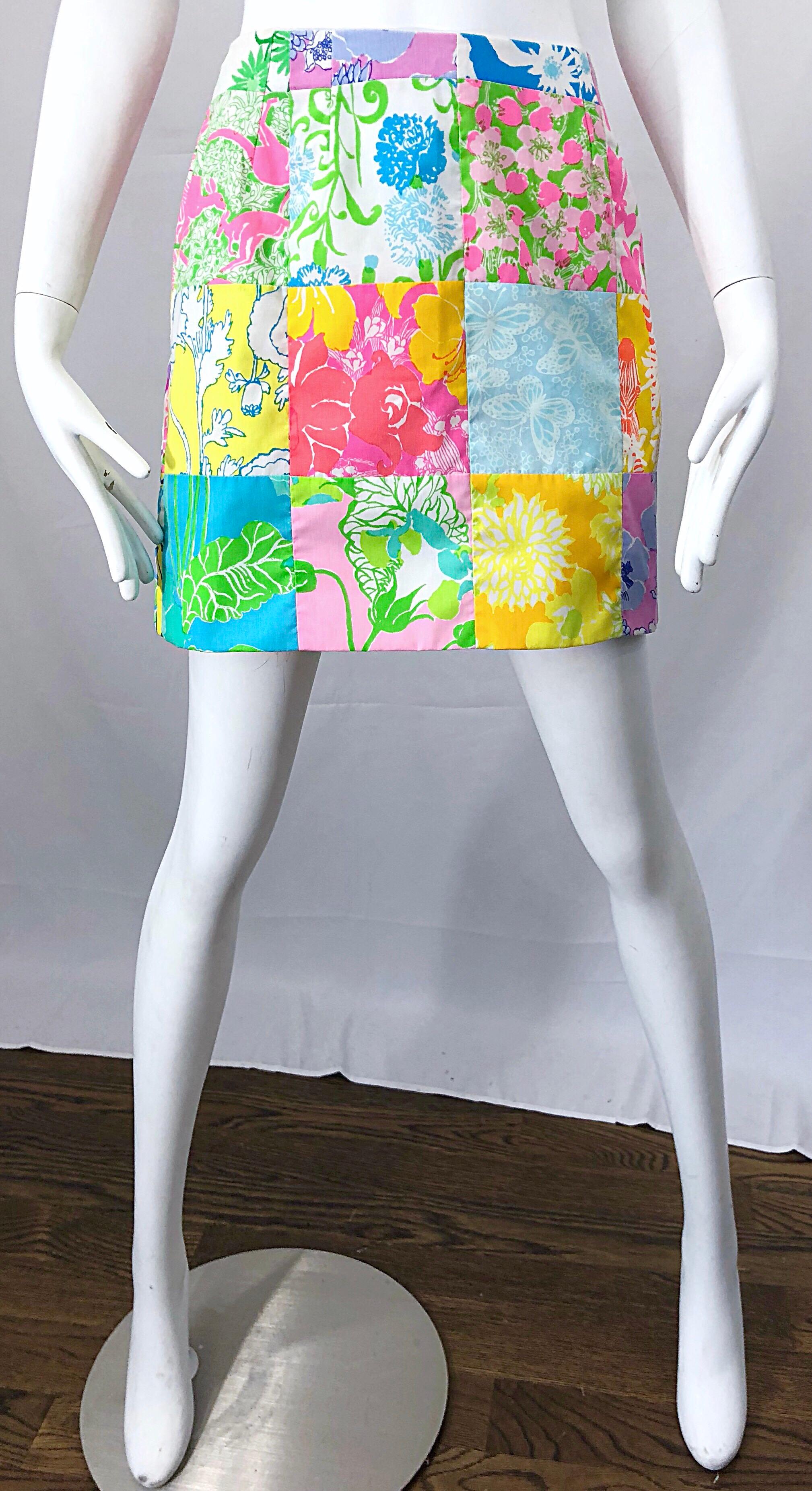 1970s Lilly Pulitzer The Lilly Rare Signature Patchwork Vintage 70s Mini Skirt 2