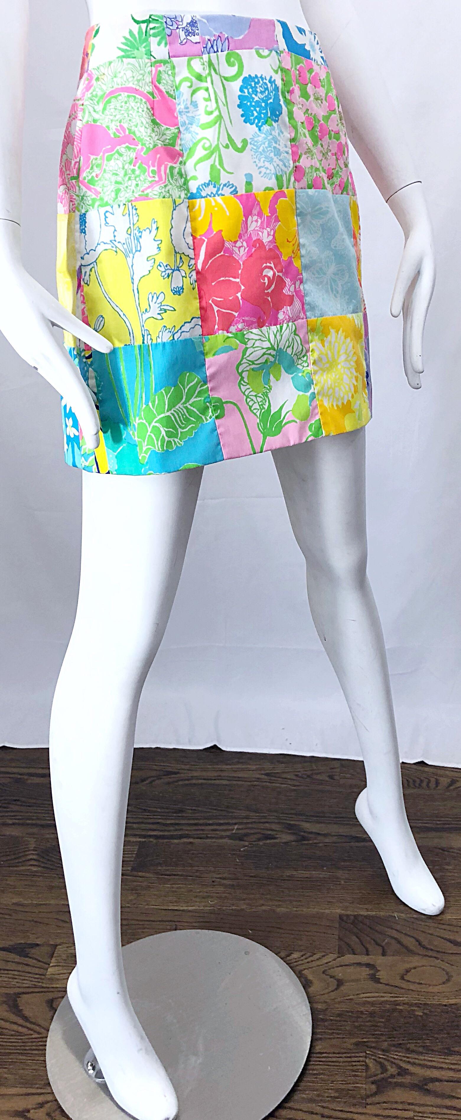 1970s Lilly Pulitzer The Lilly Rare Signature Patchwork Vintage 70s Mini Skirt 4