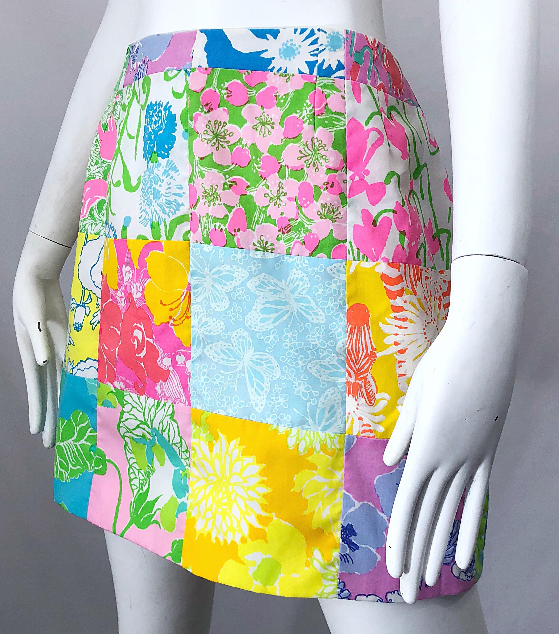 1970s Lilly Pulitzer The Lilly Rare Signature Patchwork Vintage 70s Mini Skirt 6