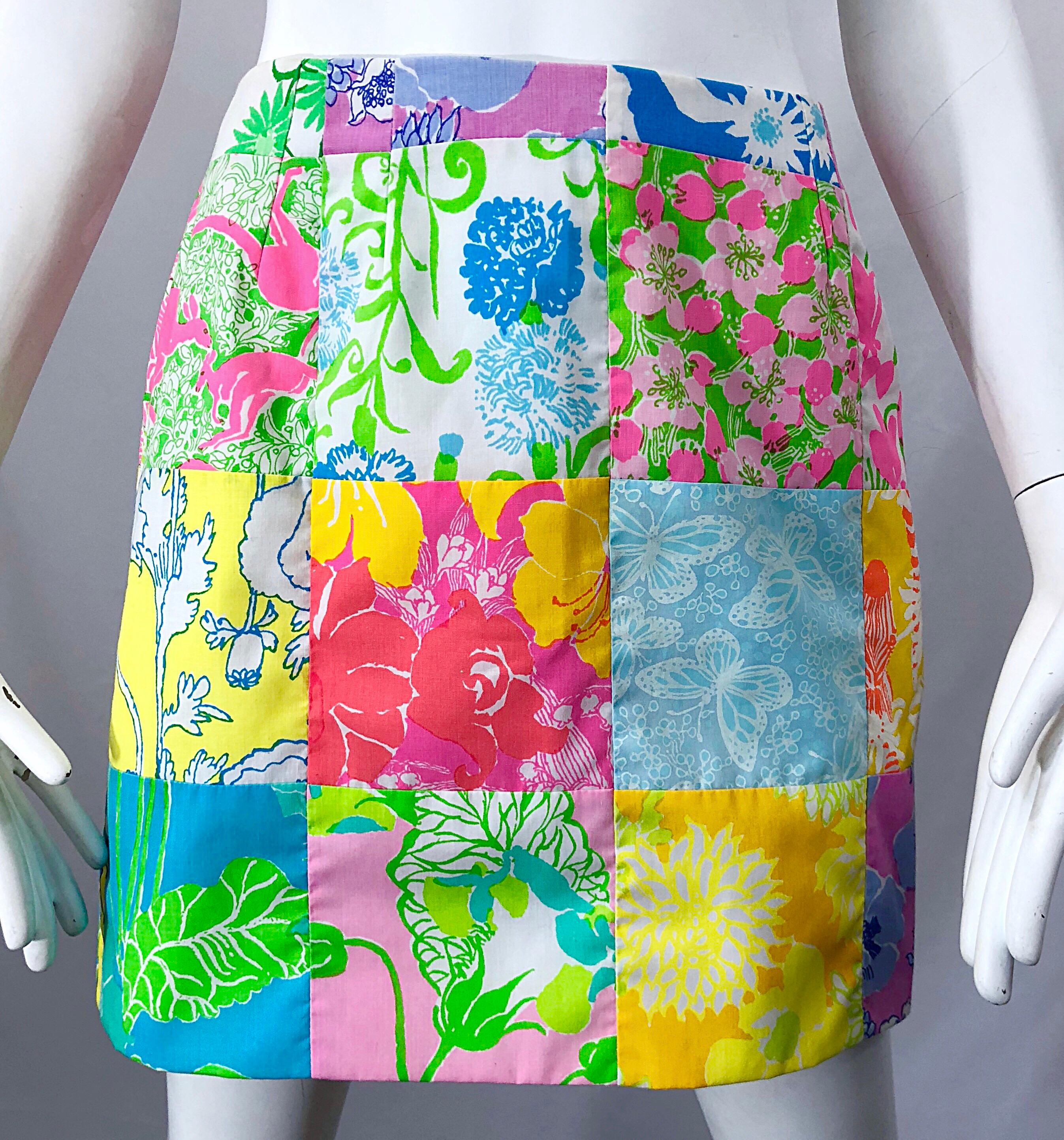 1970s Lilly Pulitzer The Lilly Rare Signature Patchwork Vintage 70s Mini Skirt 7