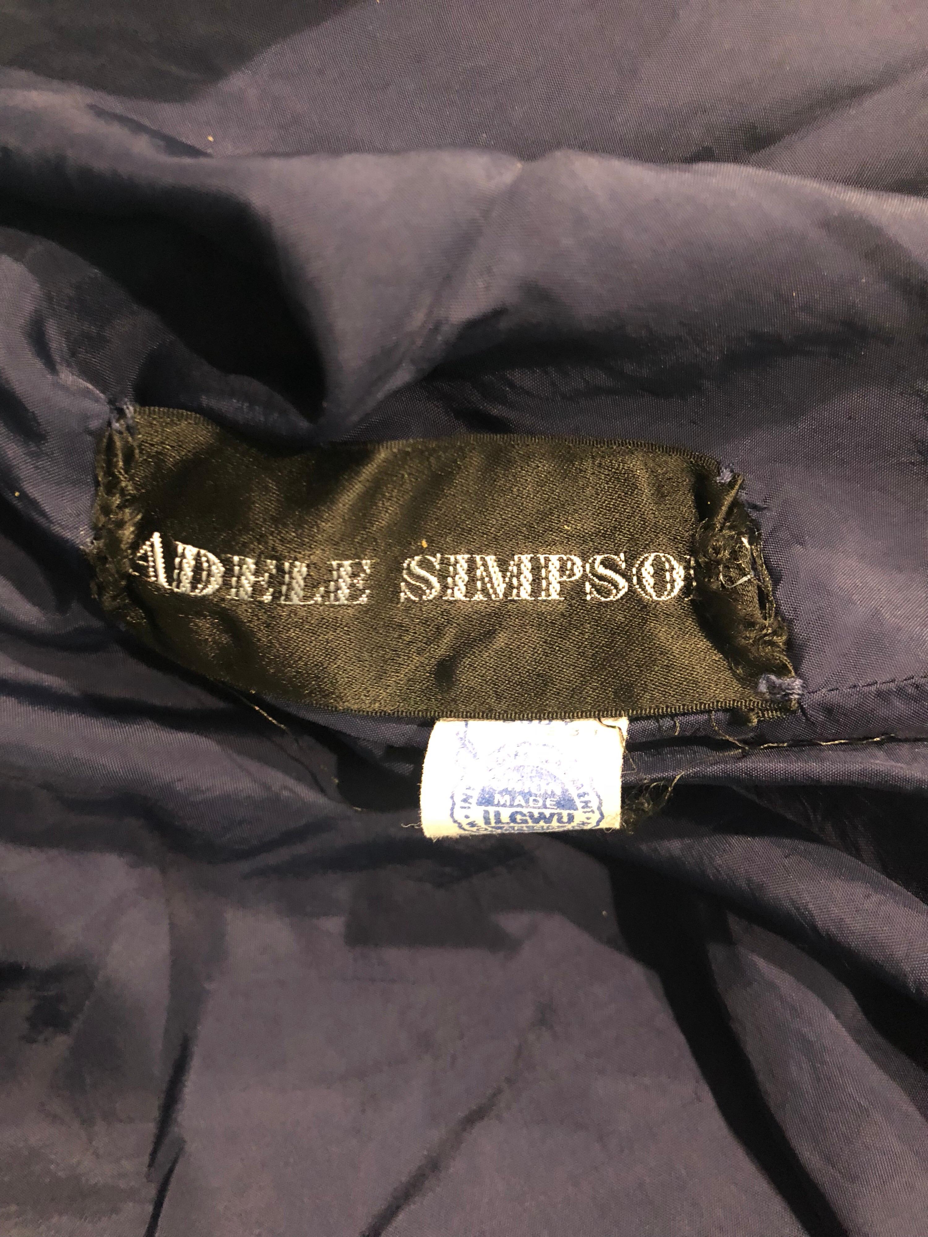 1950s Adele Simpson Navy Midnight Blue Velvet Vintage 50s Wrap Shirt Dress For Sale 5