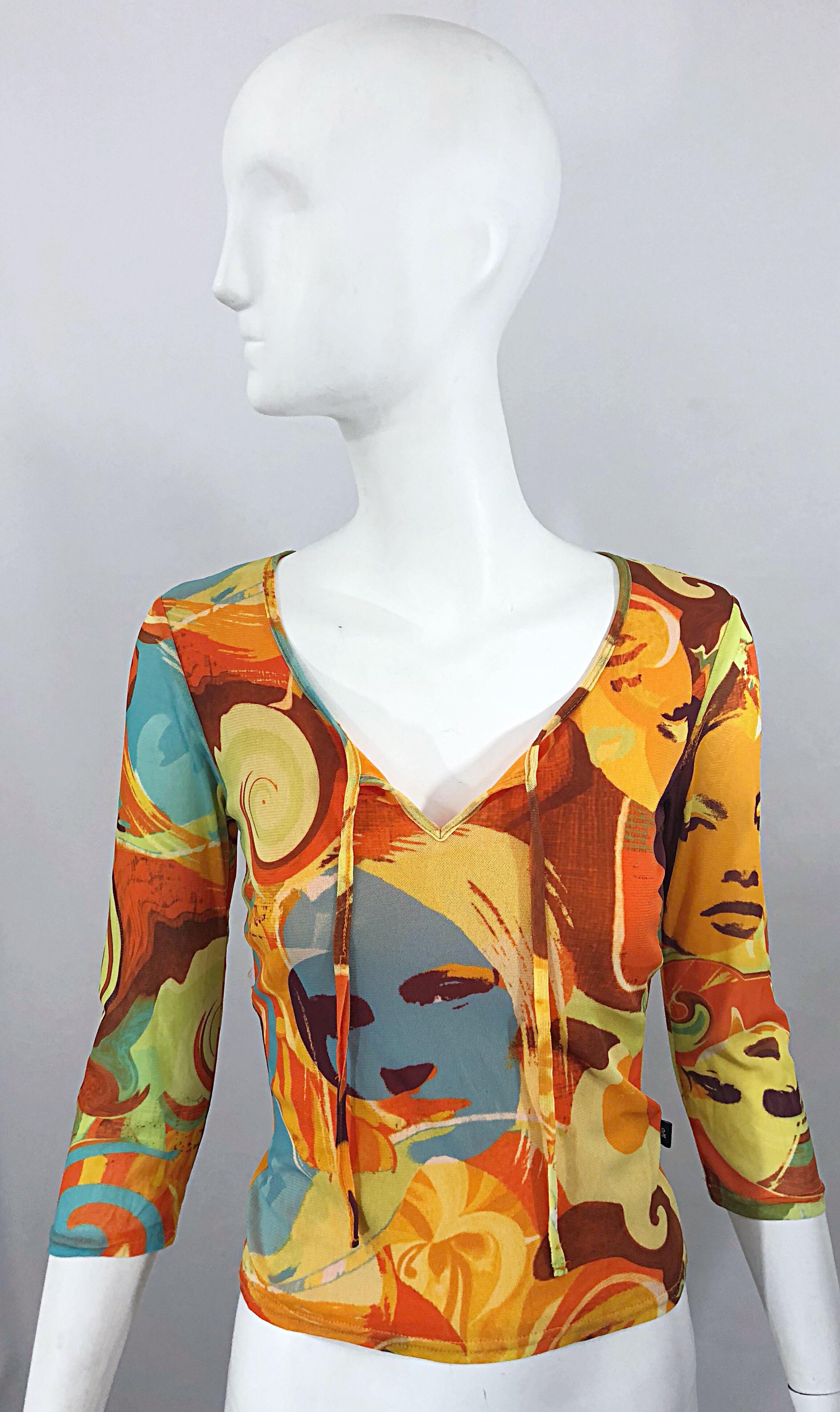 Amazing 1990s Does 1970s French Made Novelty Print Covergirl Vintage 90s Shirt 5