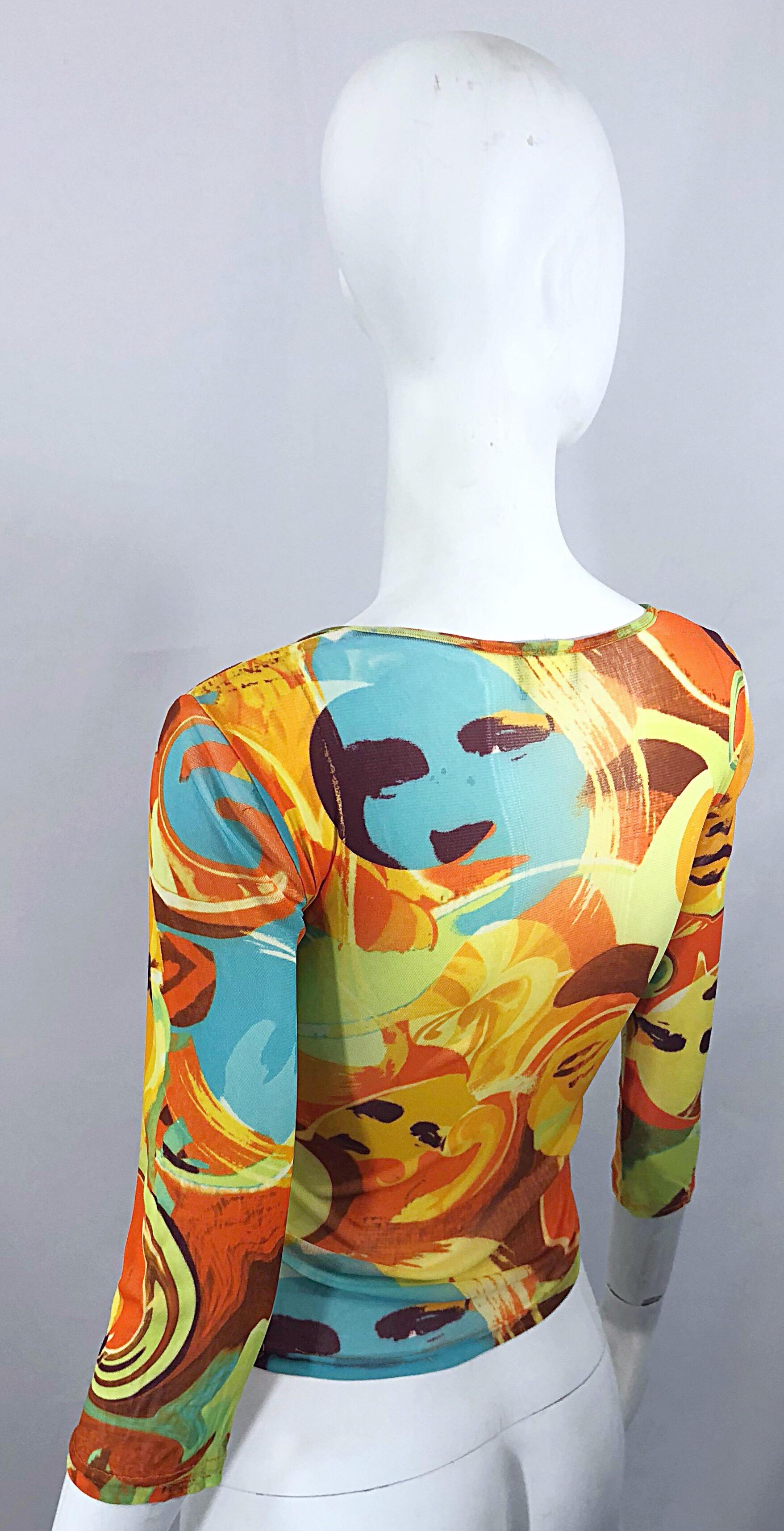 Amazing 1990s Does 1970s French Made Novelty Print Covergirl Vintage 90s Shirt 3