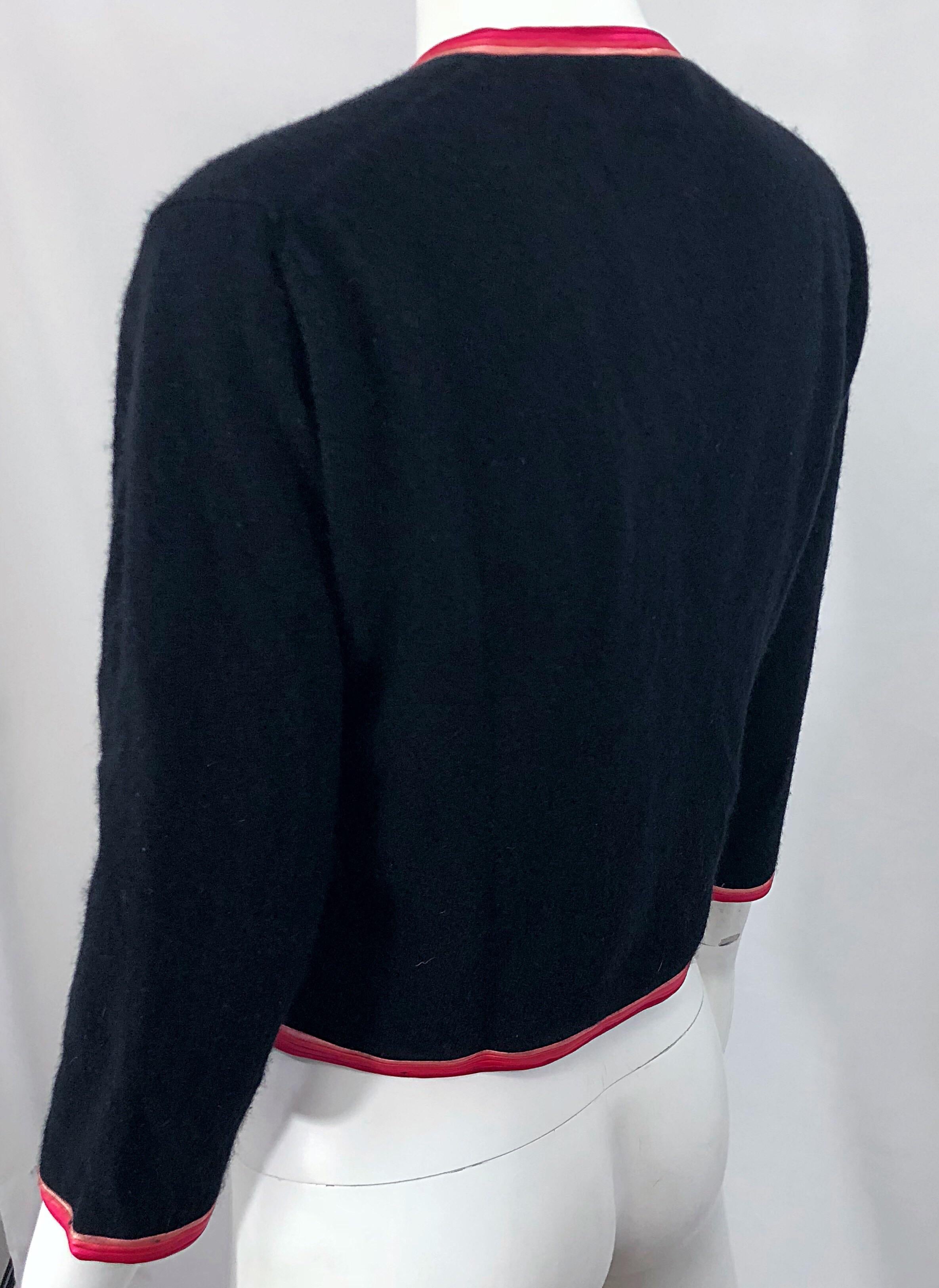 1950s Monhan's Ltd. Black Pink Asian Wool Hong Kong Vintage 50s Cardigan Sweater 4
