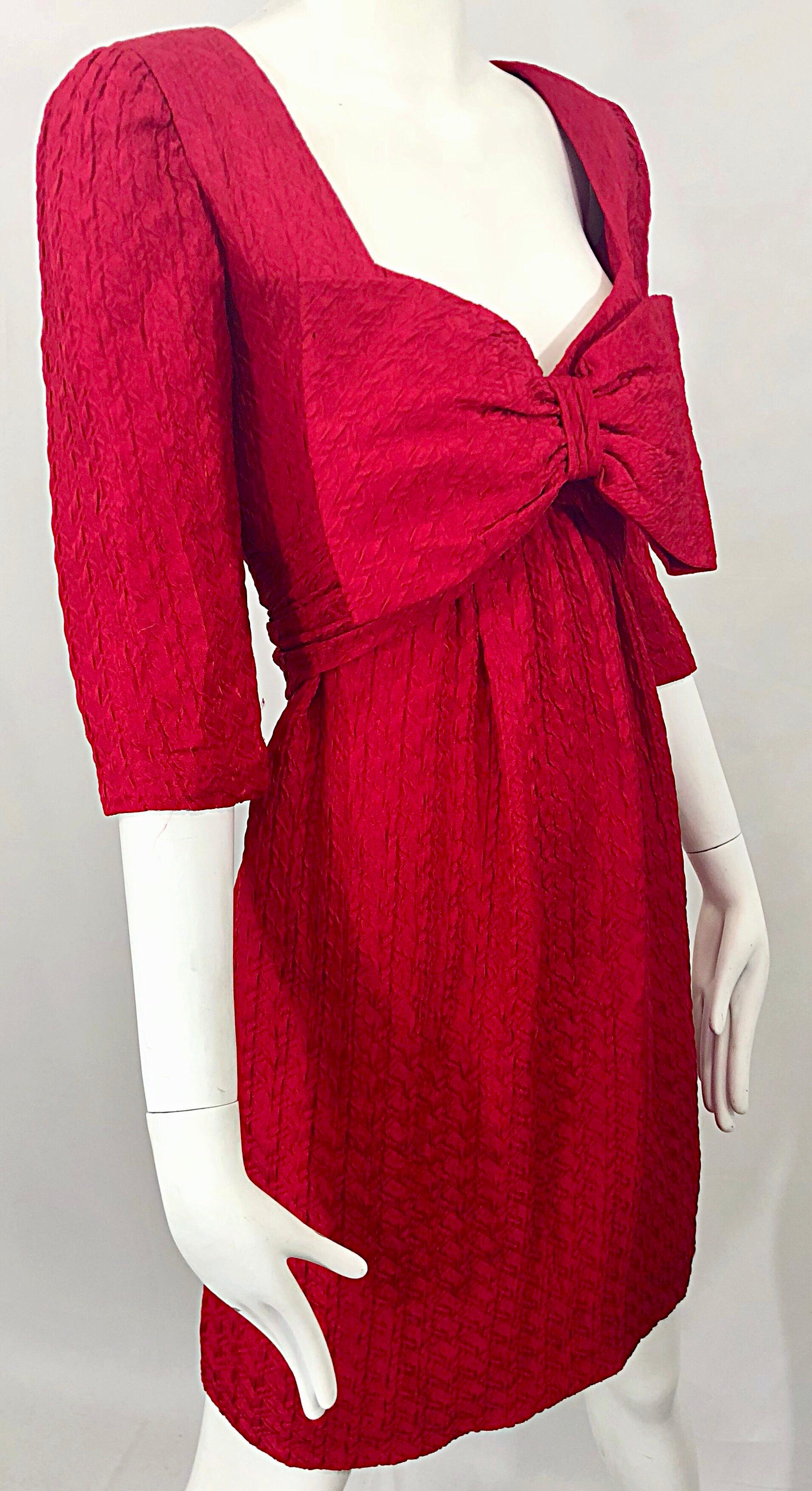 red avant garde dress