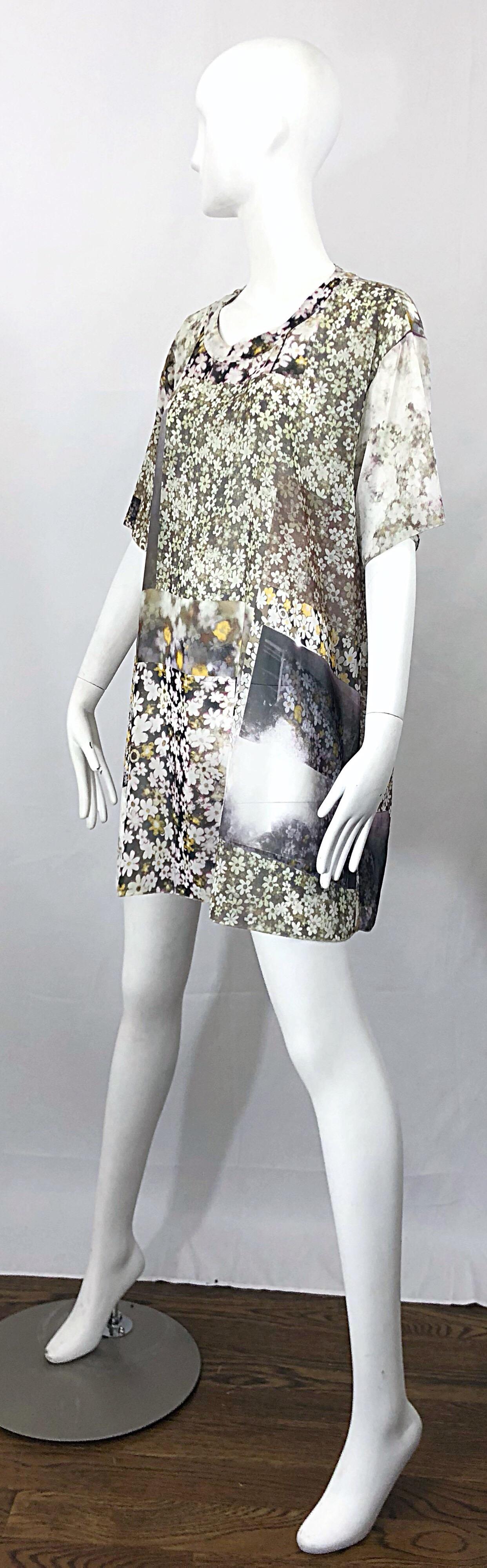 Rare Maison Margiela Optical Illusion Photo Print Oversized T Shirt Dress Tunic 2