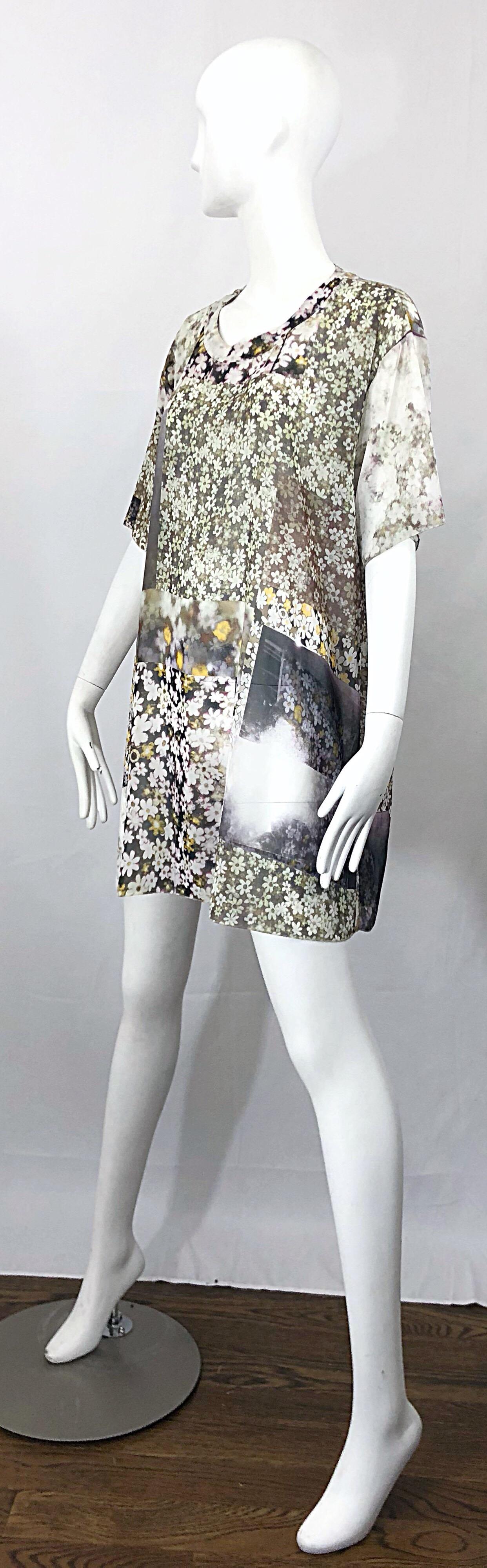 Rare Maison Margiela Optical Illusion Photo Print Oversized T Shirt Dress Tunic For Sale 2