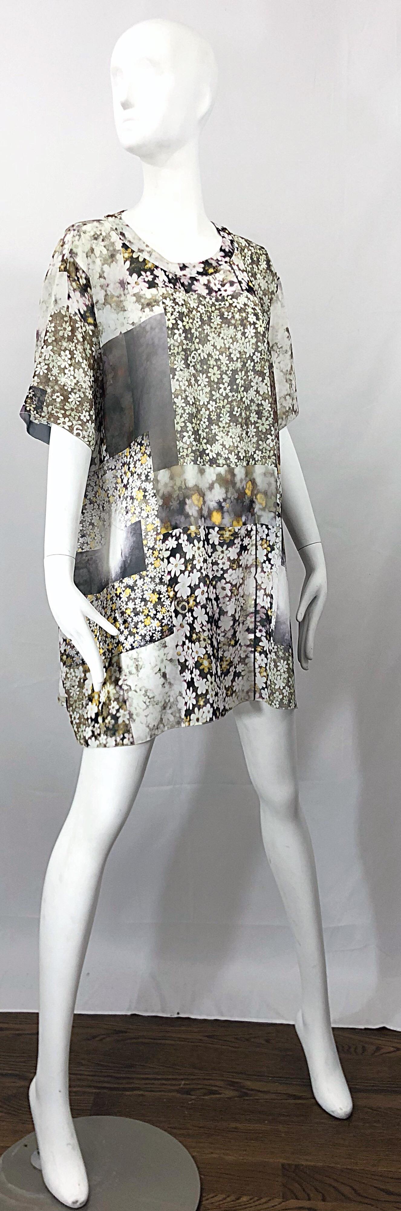 Rare Maison Margiela Optical Illusion Photo Print Oversized T Shirt Dress Tunic 6