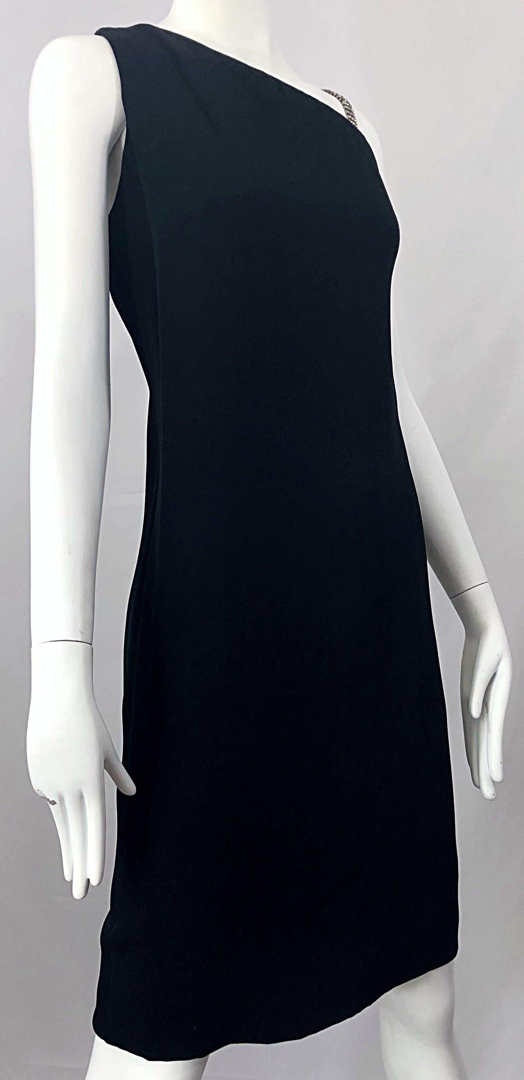 Women's 1960s Guy D. Plus Size 14 / 16 Demi Couture Black One Shoulder Cocktail Dress For Sale