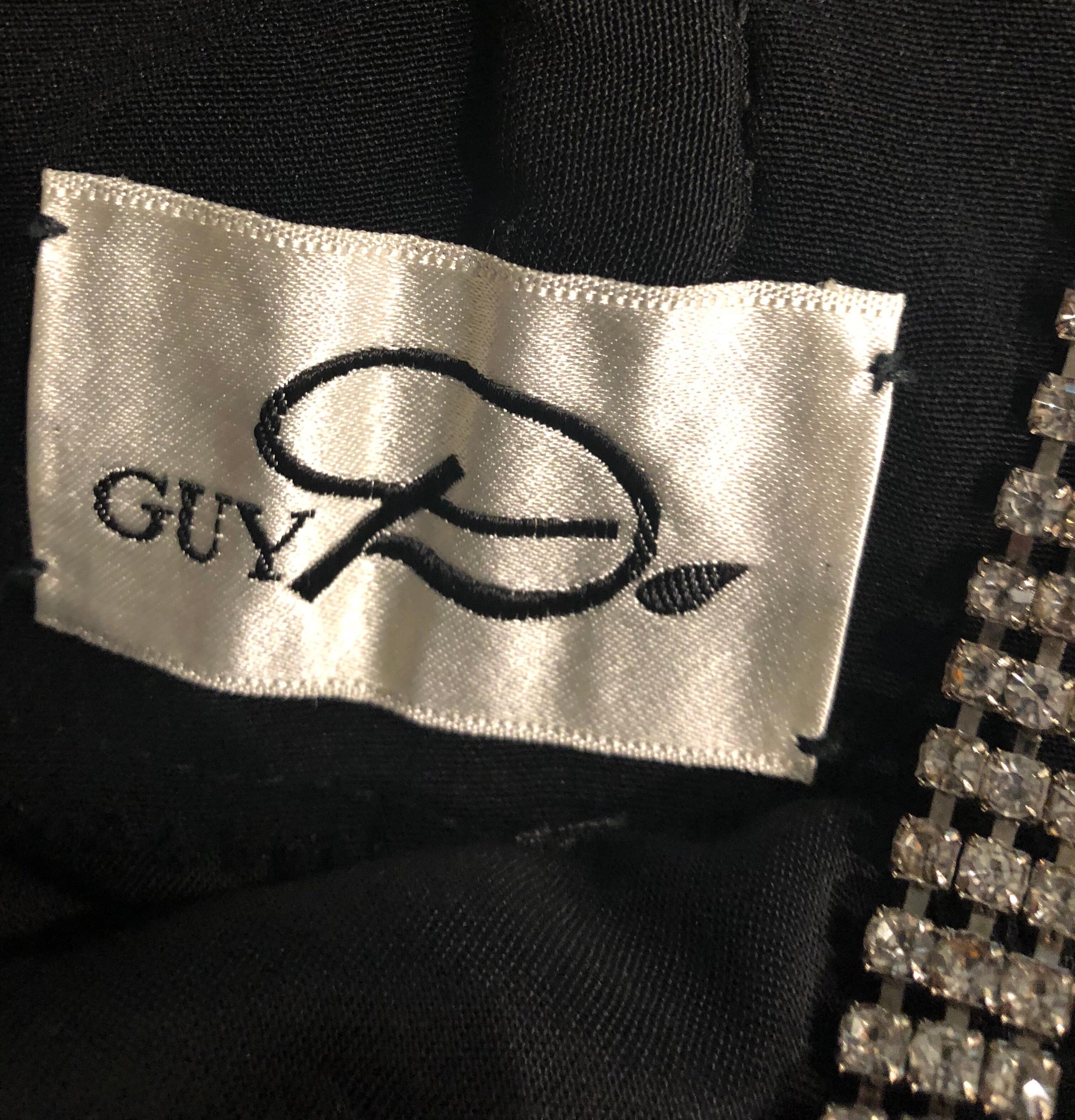 1960s Guy D. Plus Size 14 / 16 Demi Couture Black One Shoulder Cocktail Dress For Sale 9