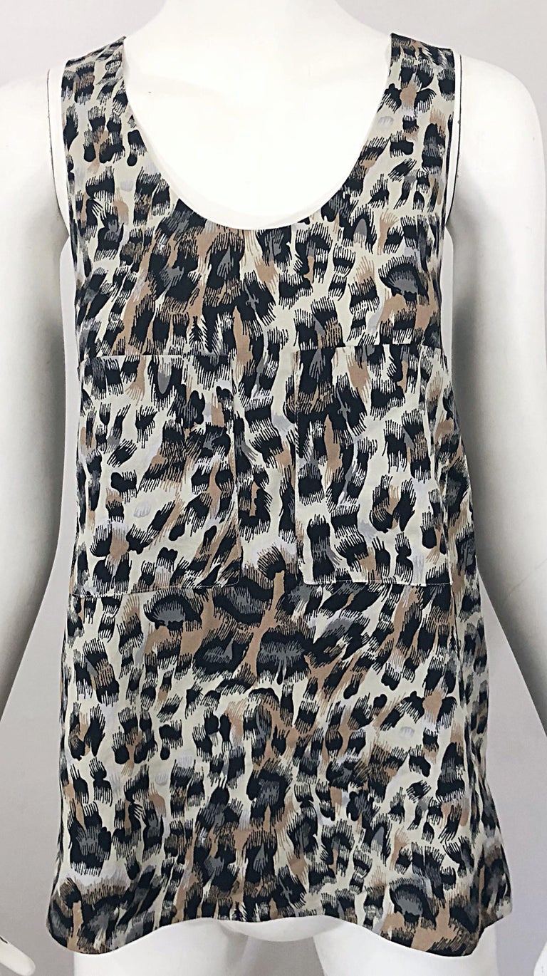 1990s Chloe Leopard Cheetah Print Taupe + Gray + Brown 90s Sleeveless ...