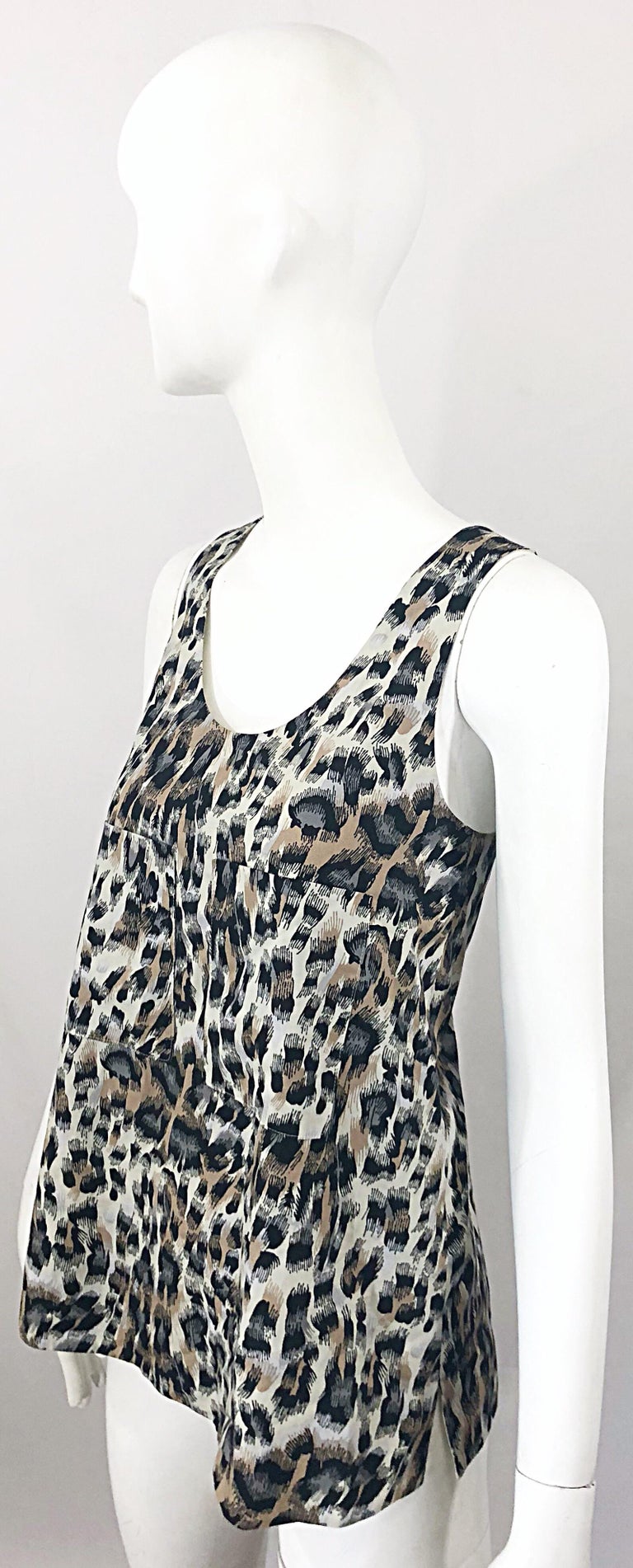 1990s Chloe Leopard Cheetah Print Taupe + Gray + Brown 90s Sleeveless ...
