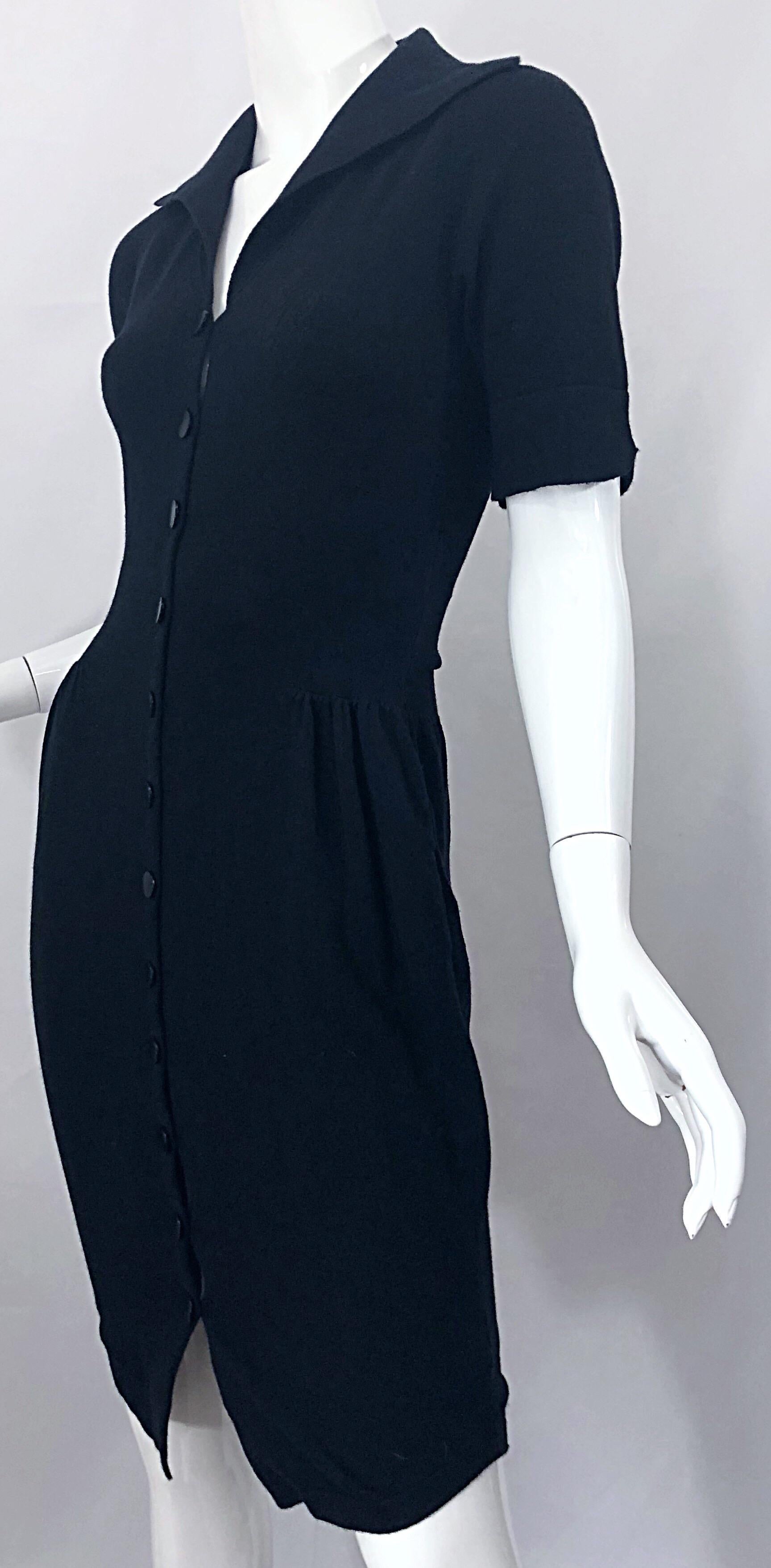 Agent Provocateur Early 2000s Black Cashmere Blend 1950s Style Bombshell Dress In Excellent Condition In San Diego, CA