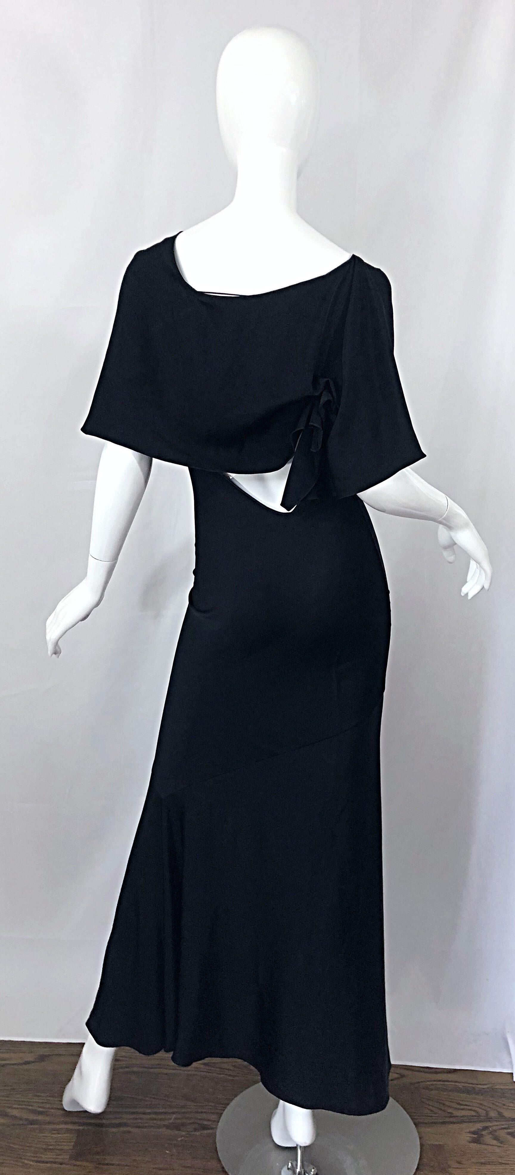 John Galliano 2000s Sexy 1930s Style Black One Cold Shoulder 90s Size 6 / 8 Gown In Good Condition In San Diego, CA
