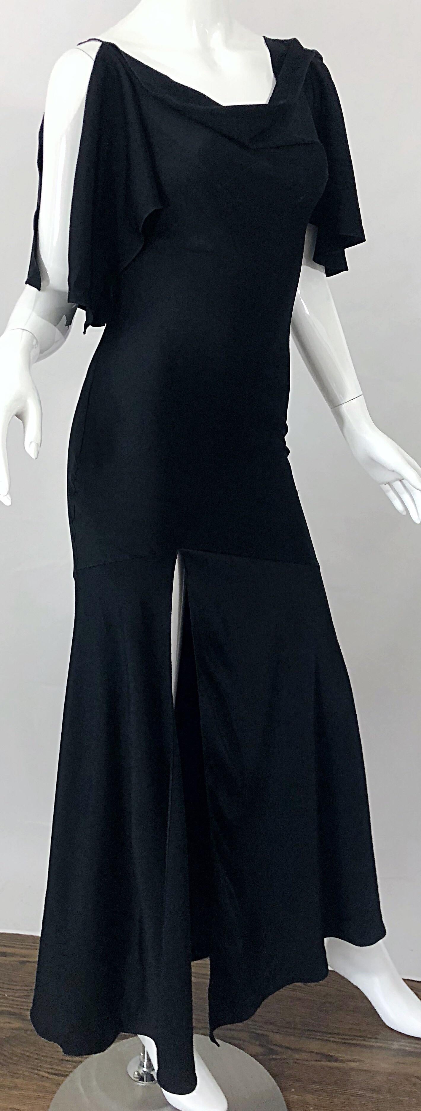 Women's John Galliano 2000s Sexy 1930s Style Black One Cold Shoulder 90s Size 6 / 8 Gown