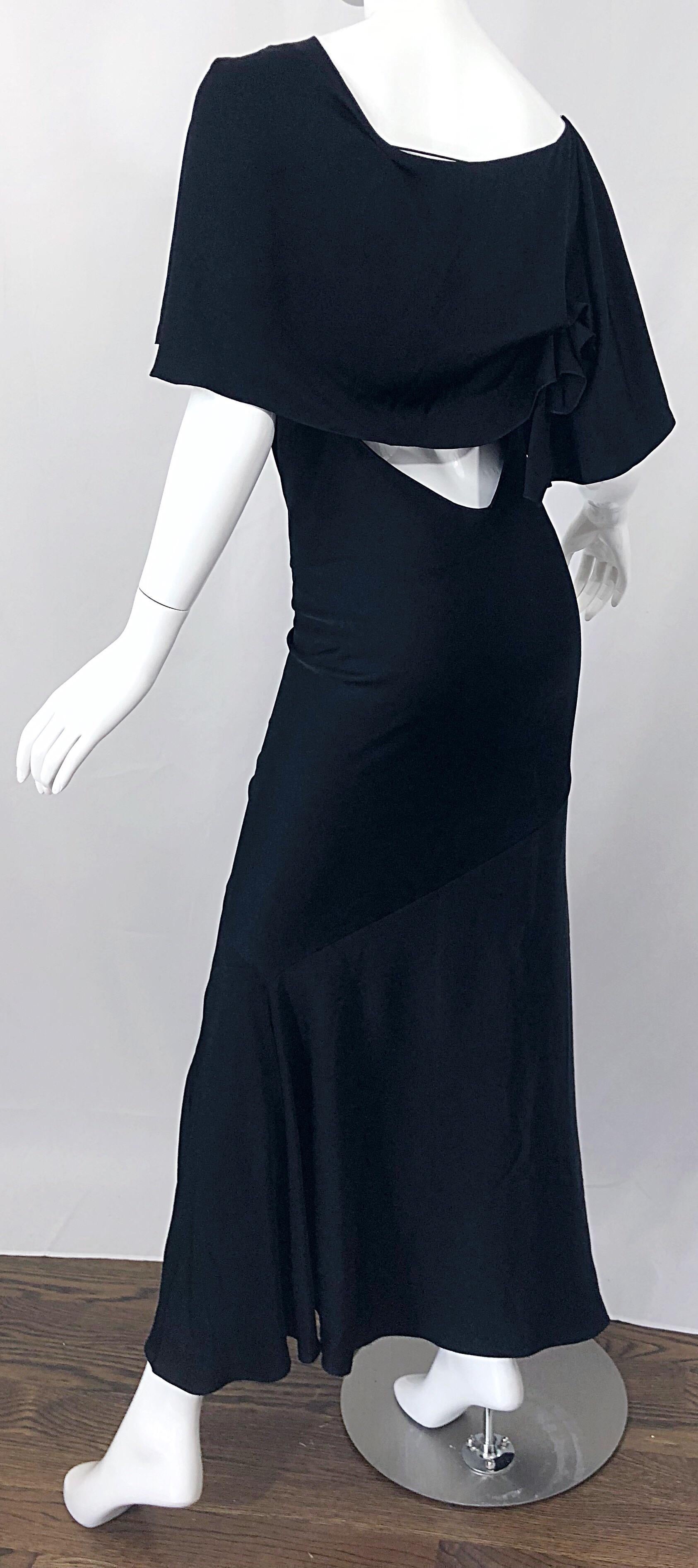 John Galliano 2000s Sexy 1930s Style Black One Cold Shoulder 90s Size 6 / 8 Gown 1