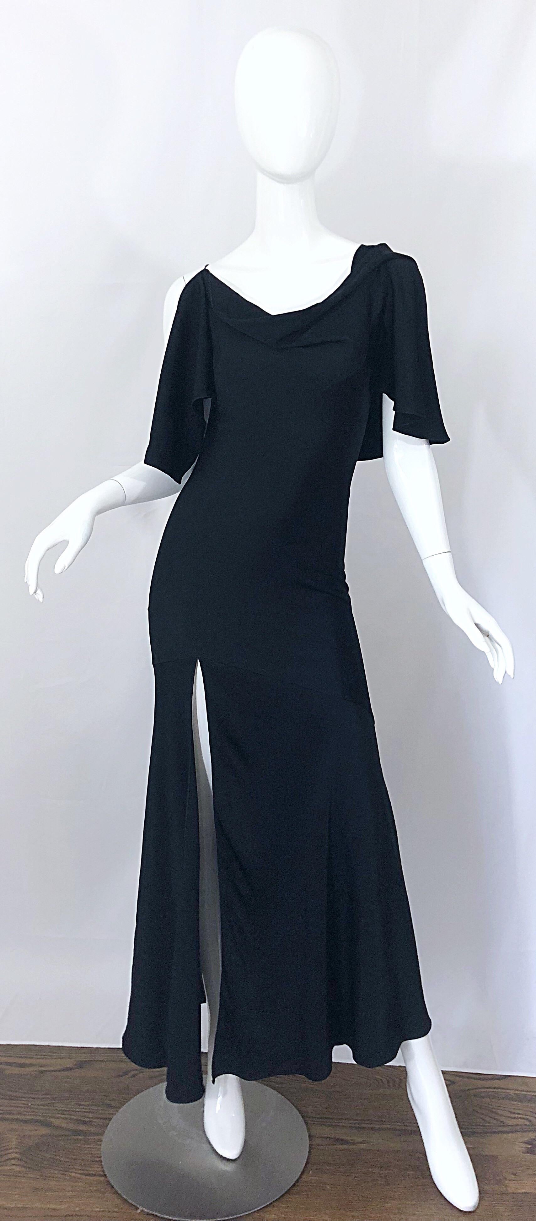 John Galliano 2000s Sexy 1930s Style Black One Cold Shoulder 90s Size 6 / 8 Gown 6