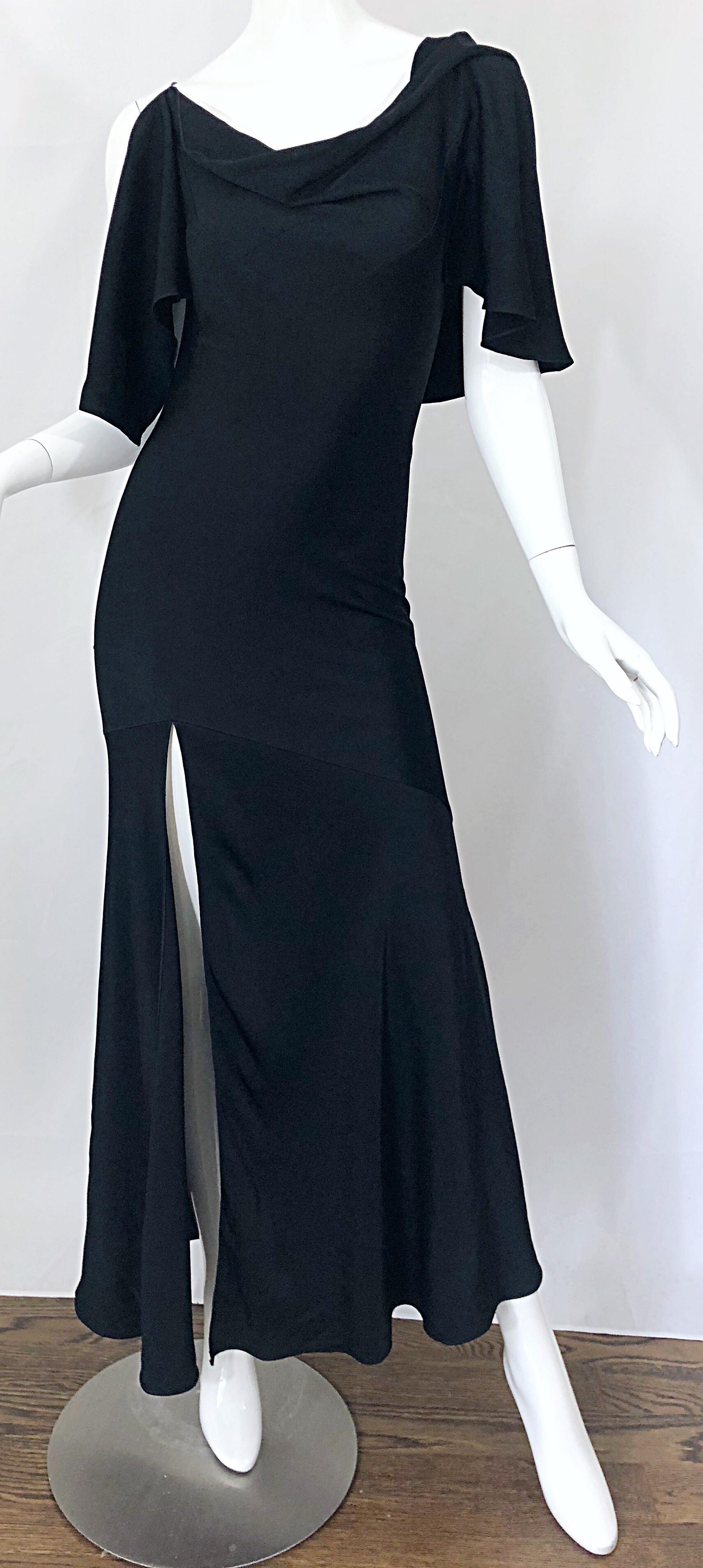 John Galliano 2000s Sexy 1930s Style Black One Cold Shoulder 90s Size 6 / 8 Gown 7