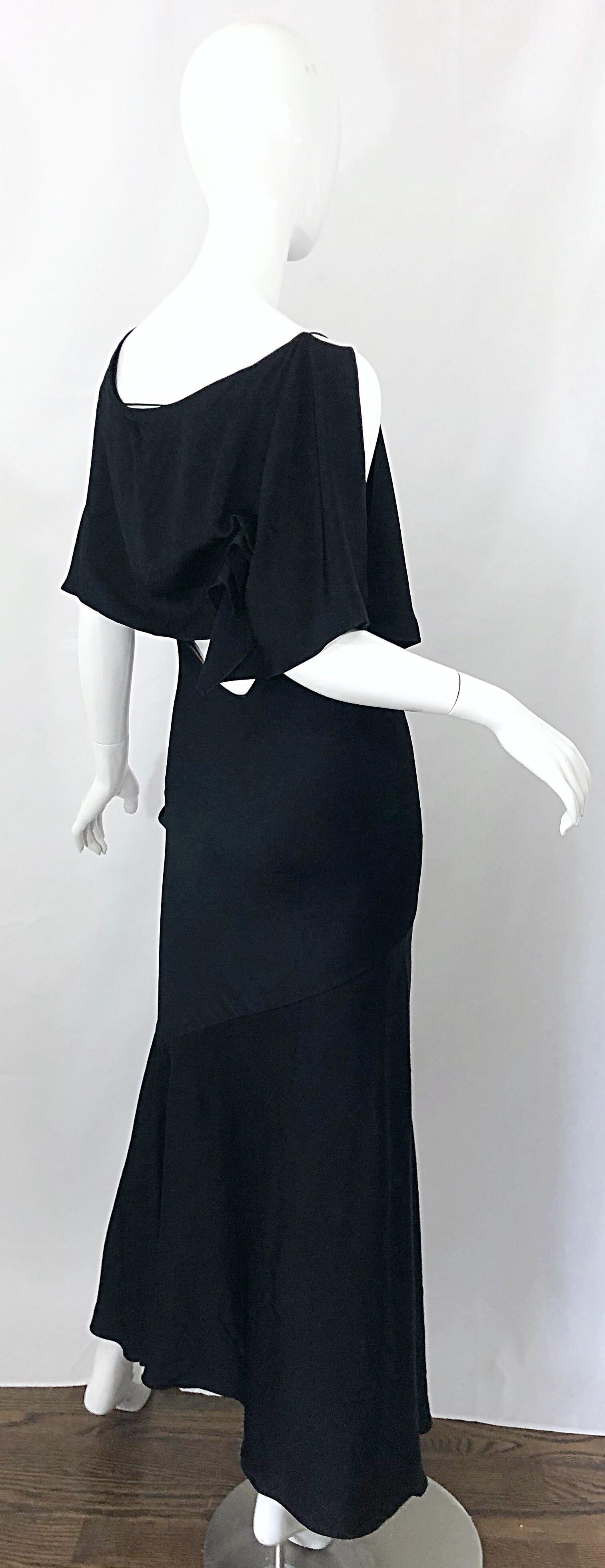 John Galliano 2000s Sexy 1930s Style Black One Cold Shoulder 90s Size 6 / 8 Gown 8