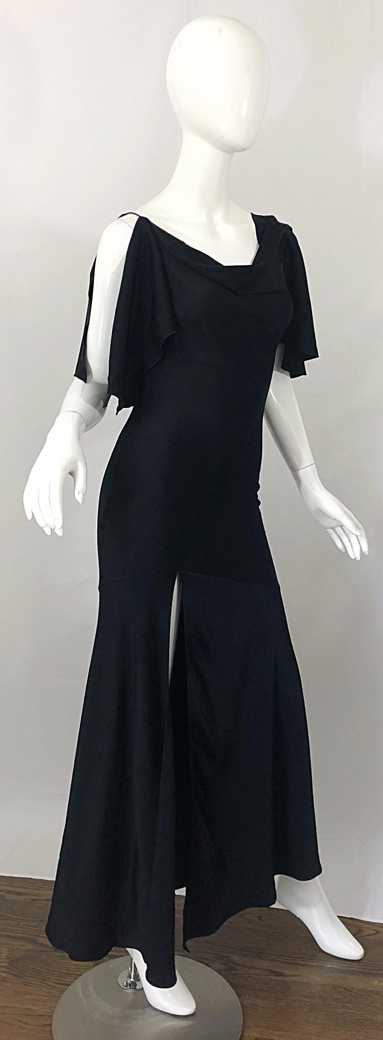 John Galliano 2000s Sexy 1930s Style Black One Cold Shoulder 90s Size 6 / 8 Gown 10