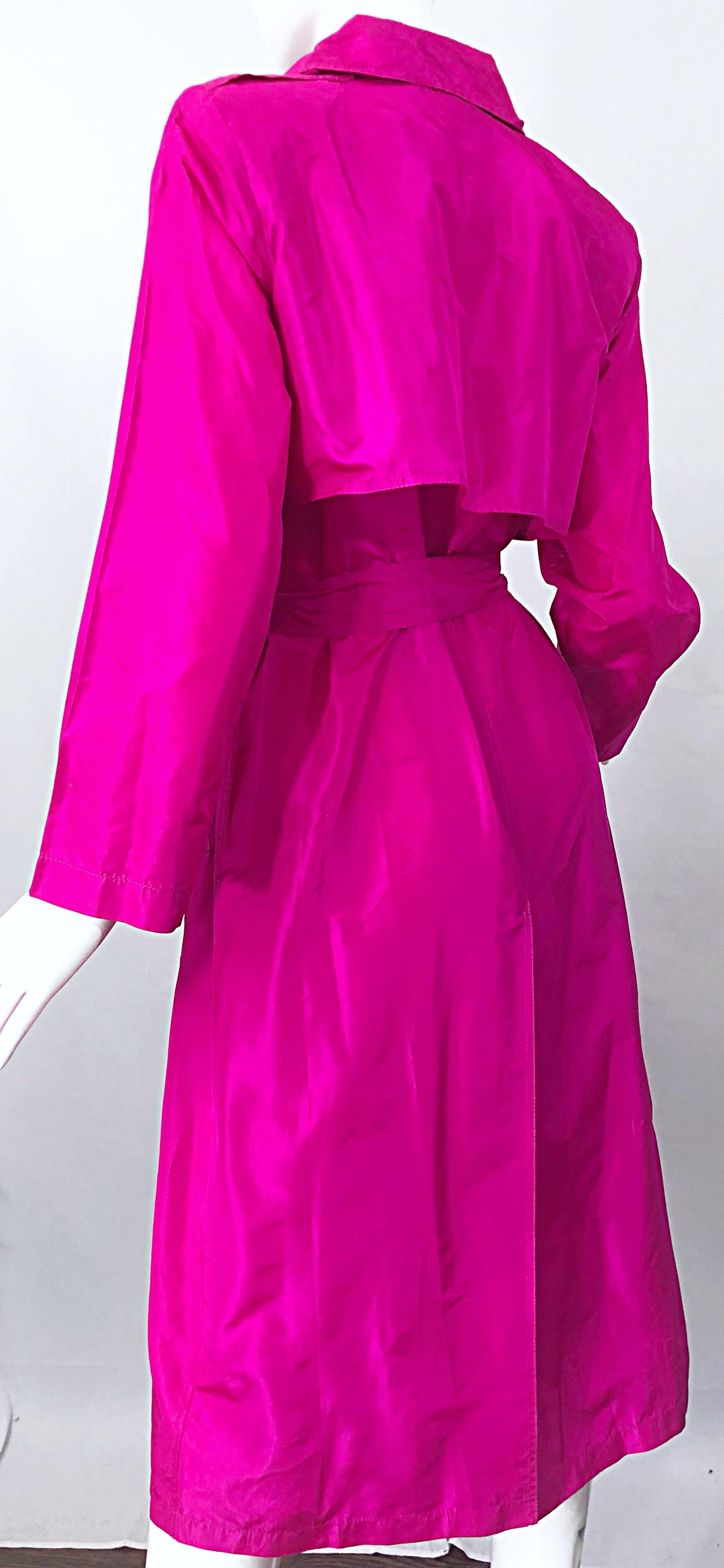 Vintage Vicky Tiel Couture 80s Hot Pink Fuchsia Silk 1980s Trecnch Jacket Dress 5