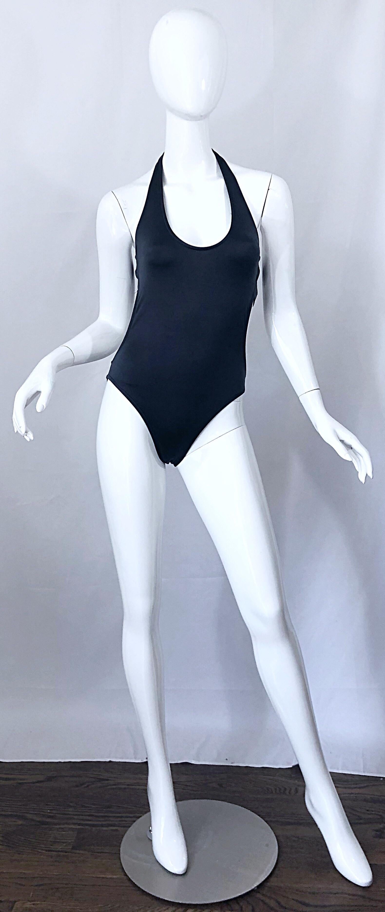 Maillot de bain/body une pièce Calvin Klein Collection des années 1990, gris ardoise sexy Neuf - En vente à San Diego, CA