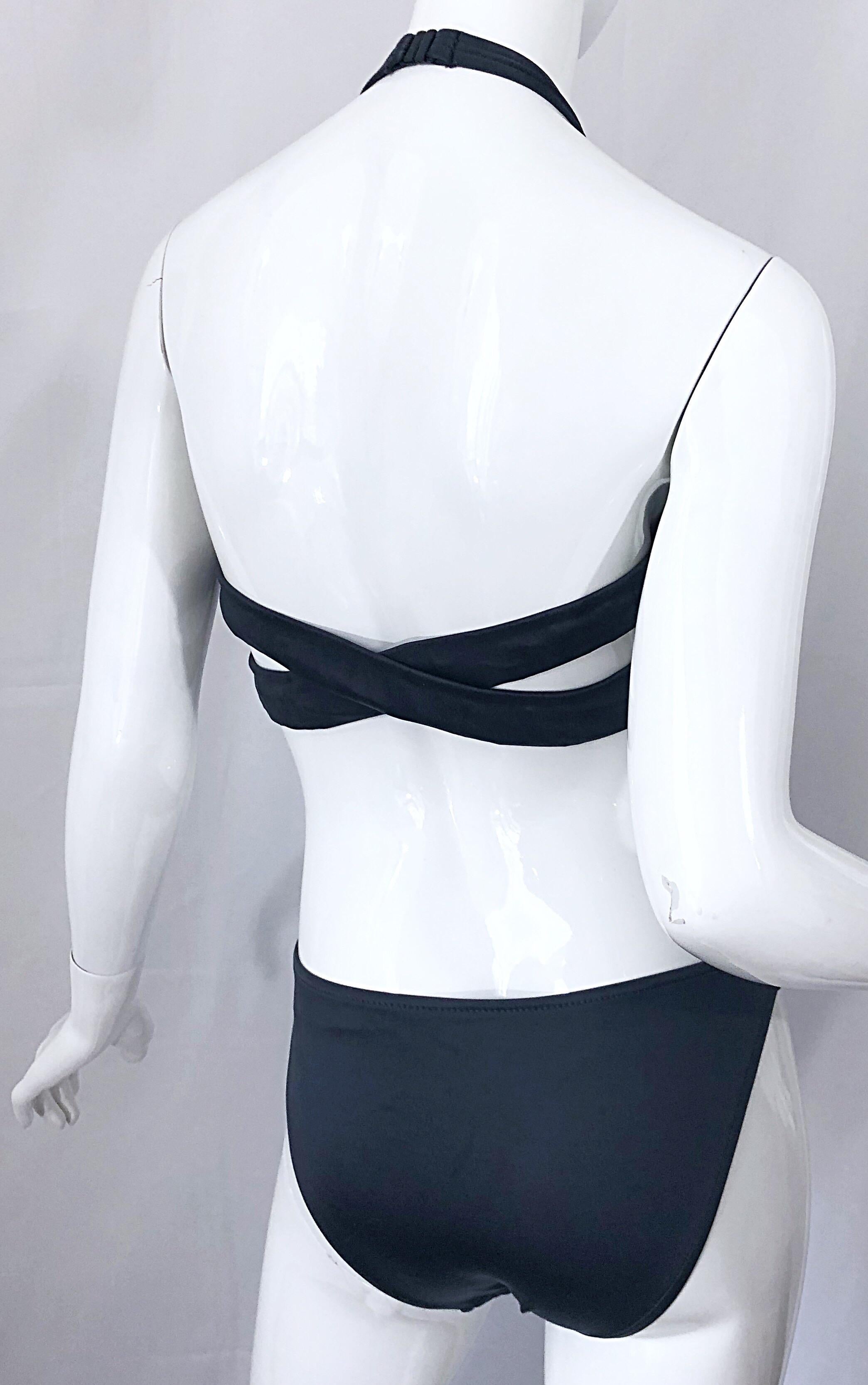 Maillot de bain/body une pièce Calvin Klein Collection des années 1990, gris ardoise sexy en vente 3