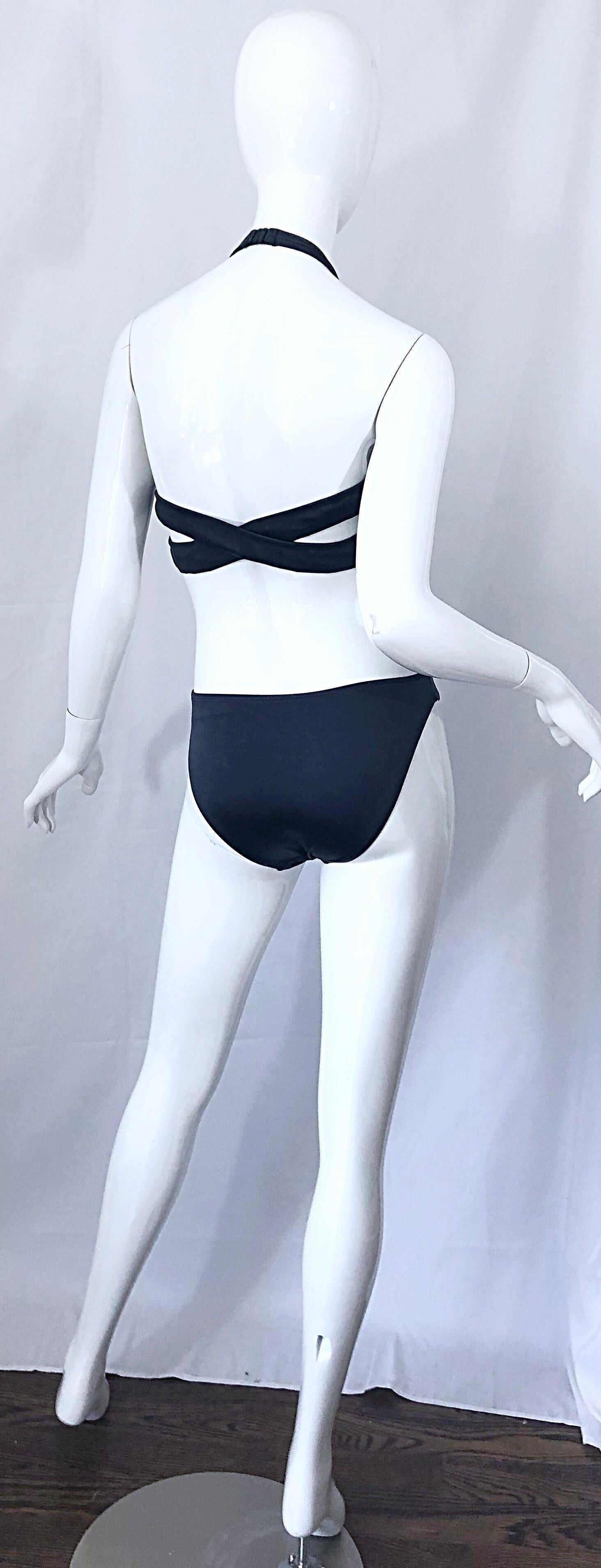New 1990s Calvin Klein Collection Slate Gray Sexy One Piece Swimsuit / Bodysuit For Sale 5