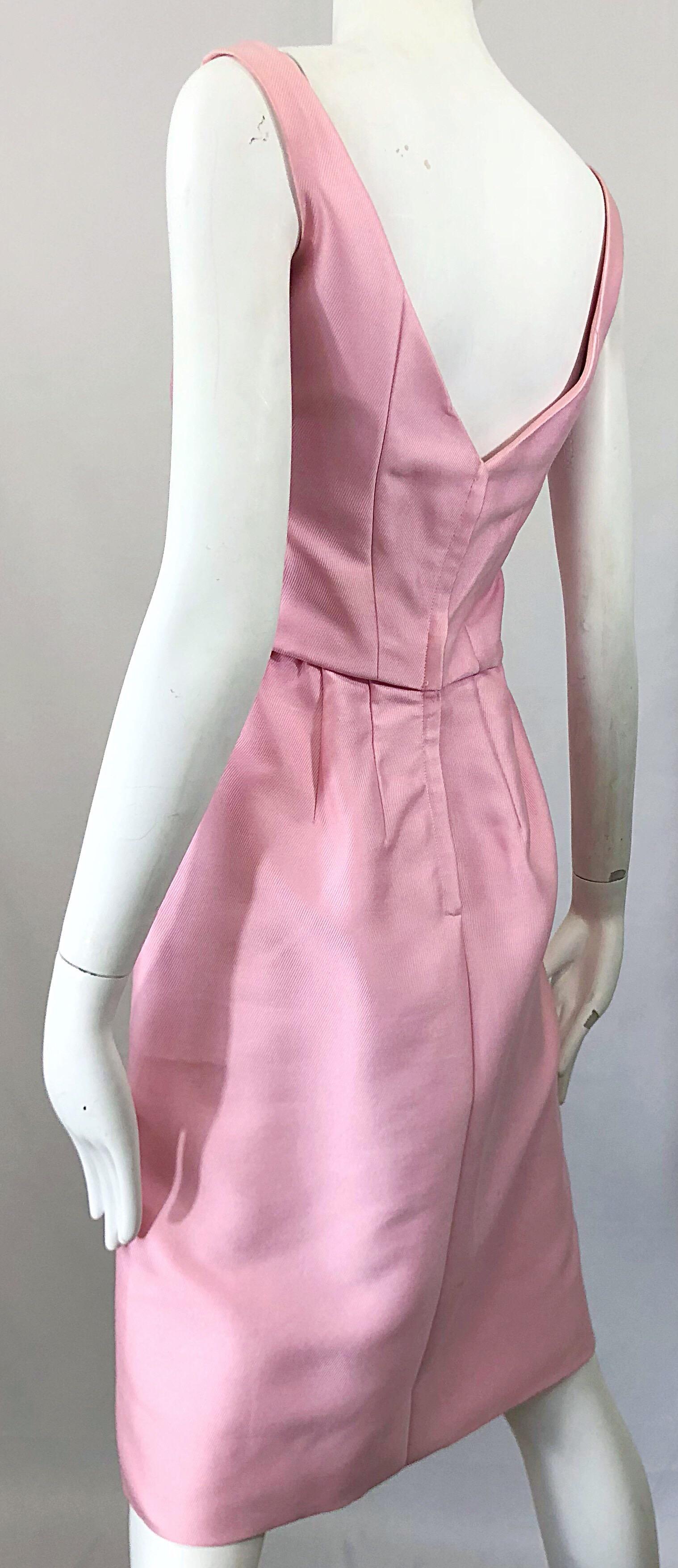 Pat Sandler - Robe droite et veste en soie rose clair, chic et vintage, années 1960 Pour femmes en vente