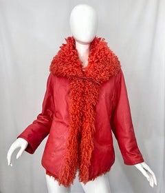1960s Bonnie Cashin Burnt Orange Mongolian Fur Leather Vintage 60s Swing Jacket