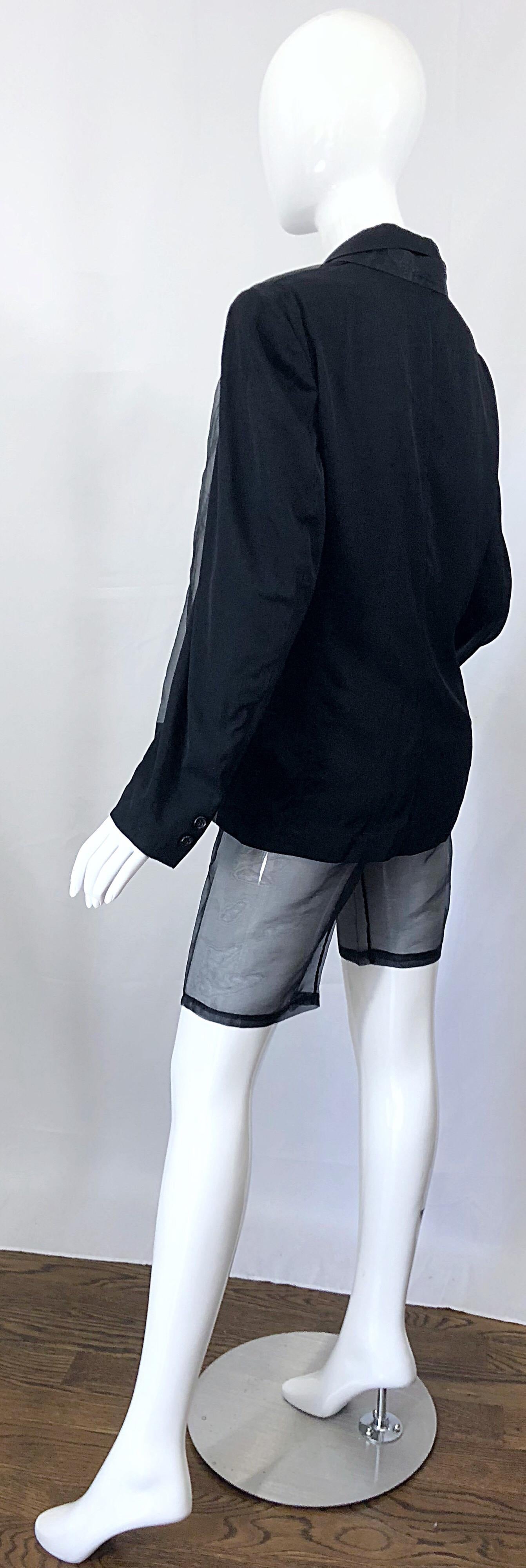 Comme Des Garcons 1990s Rare Sheer Vintage 90s Double Breasted Blazer and Shorts 4