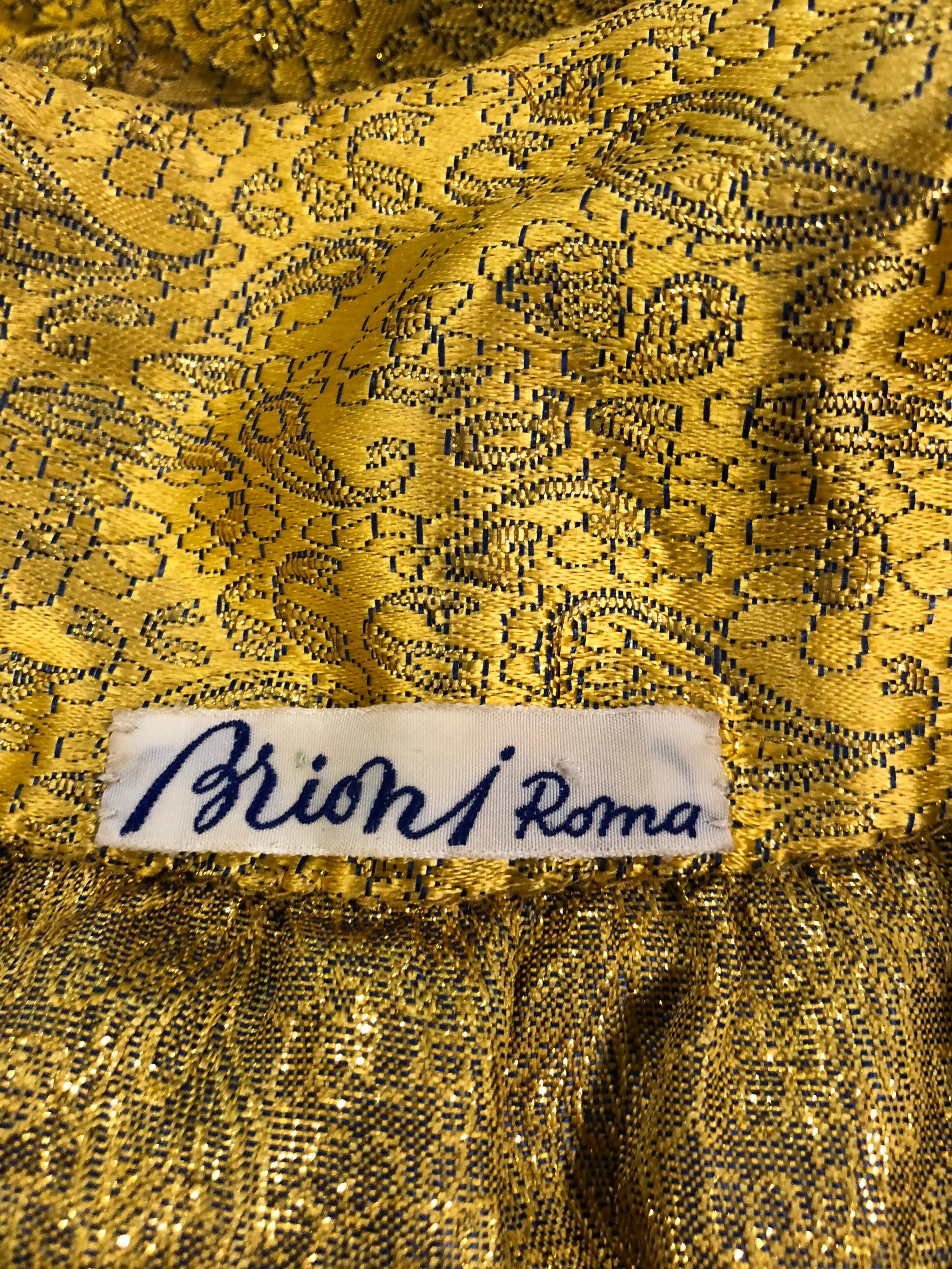 Vintage Brioni Yellow Gold Large Silk 1920s Style Drop Waist Dress Turban Sash 10