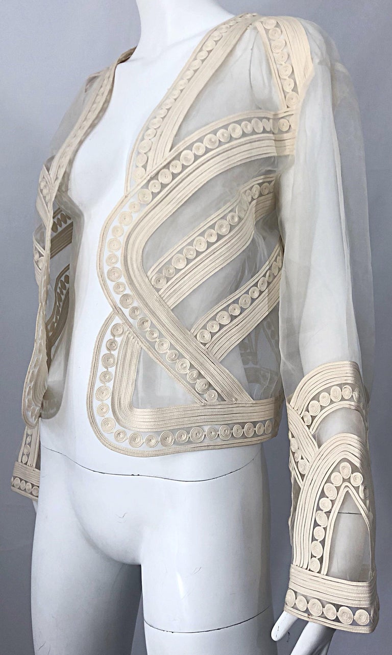 Rare Matsuda 1990s Ivory Sheer Off White Embroidered Vintage 90s Jacket ...